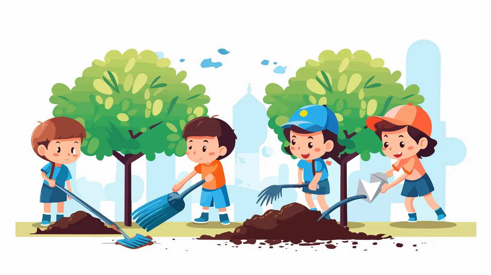 Kids Cleaning Park Vector Cartoon Illustration — free download from Dotvec