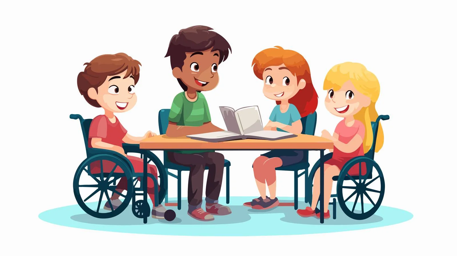 Inclusive Children's Study Group Illustration — free download from Dotvec