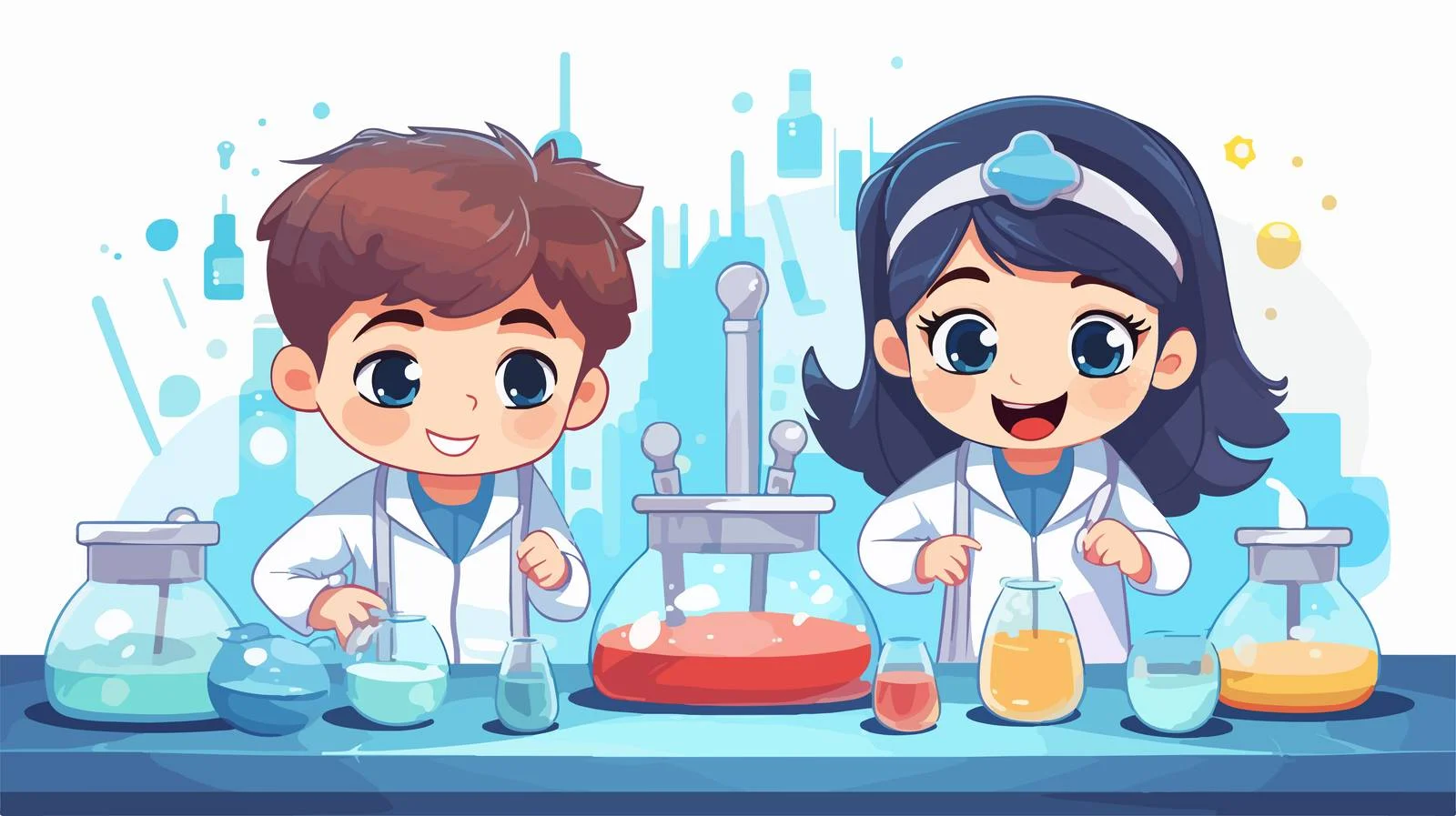 Kids Lab Research Cartoon Vector Illustration — free download from Dotvec
