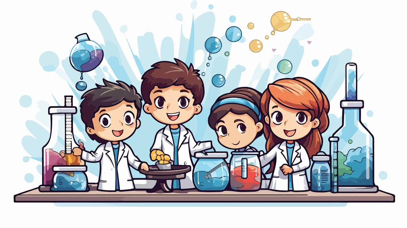 Children's Lab Research Cartoon Illustration — free download from Dotvec