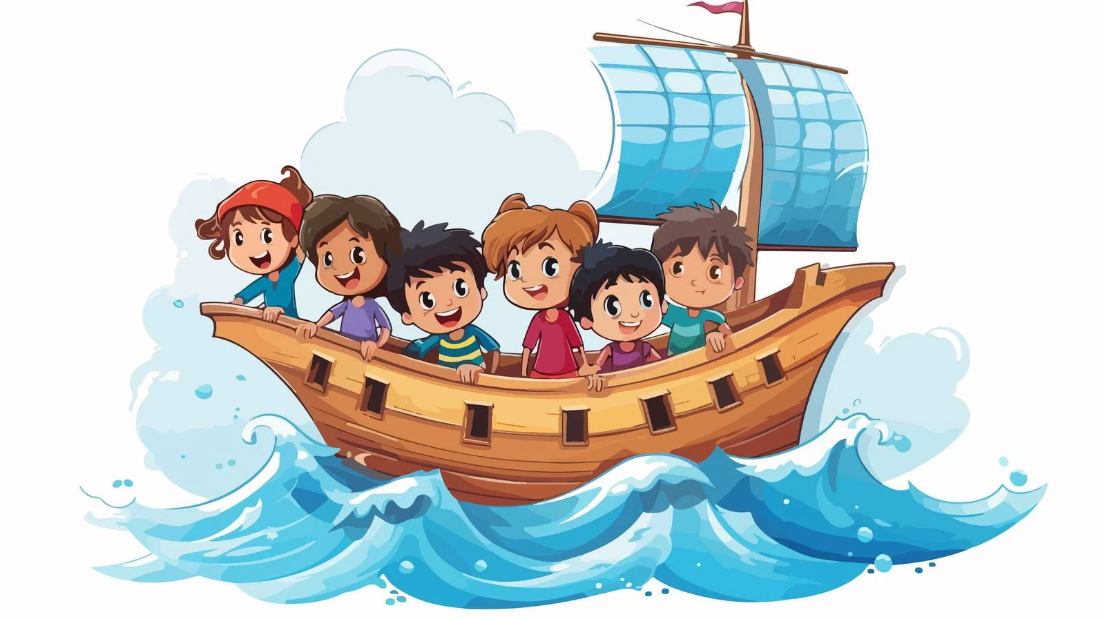 Kids Paper Ship Cartoon Illustration — free download from Dotvec