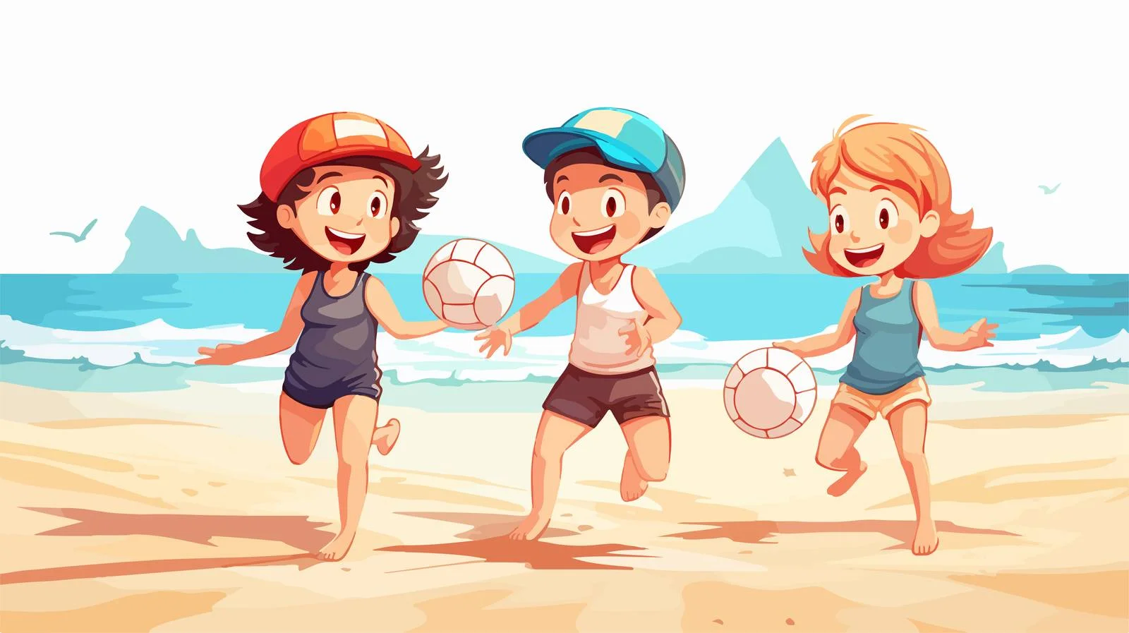 Youth Beach Volleyball Fun Illustration — free download from Dotvec