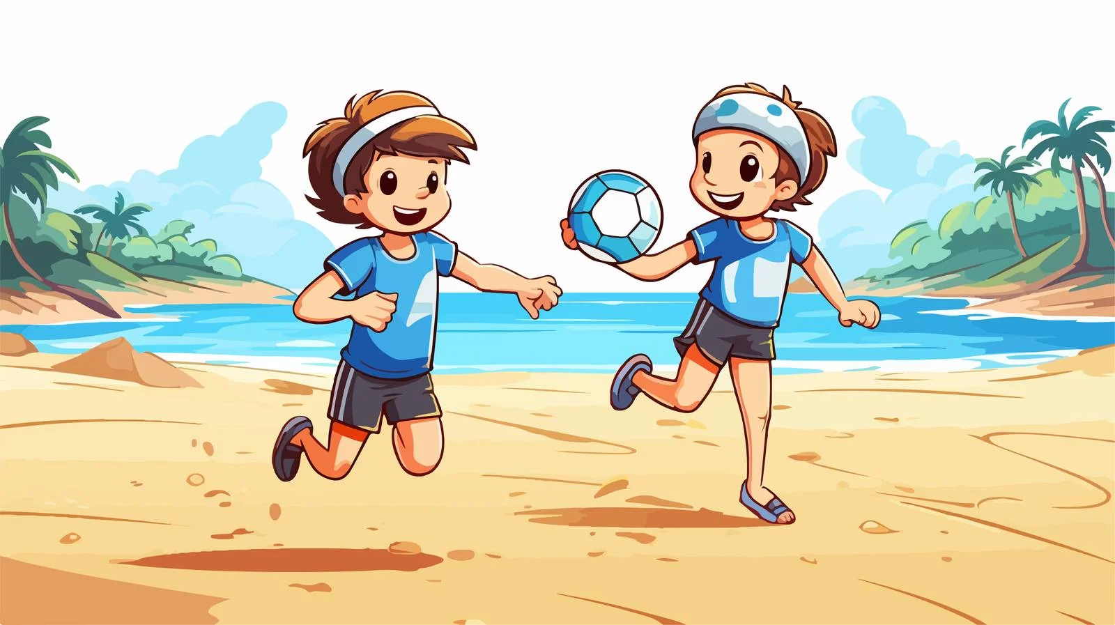 Children Beach Volleyball Fun Illustration — free download from Dotvec