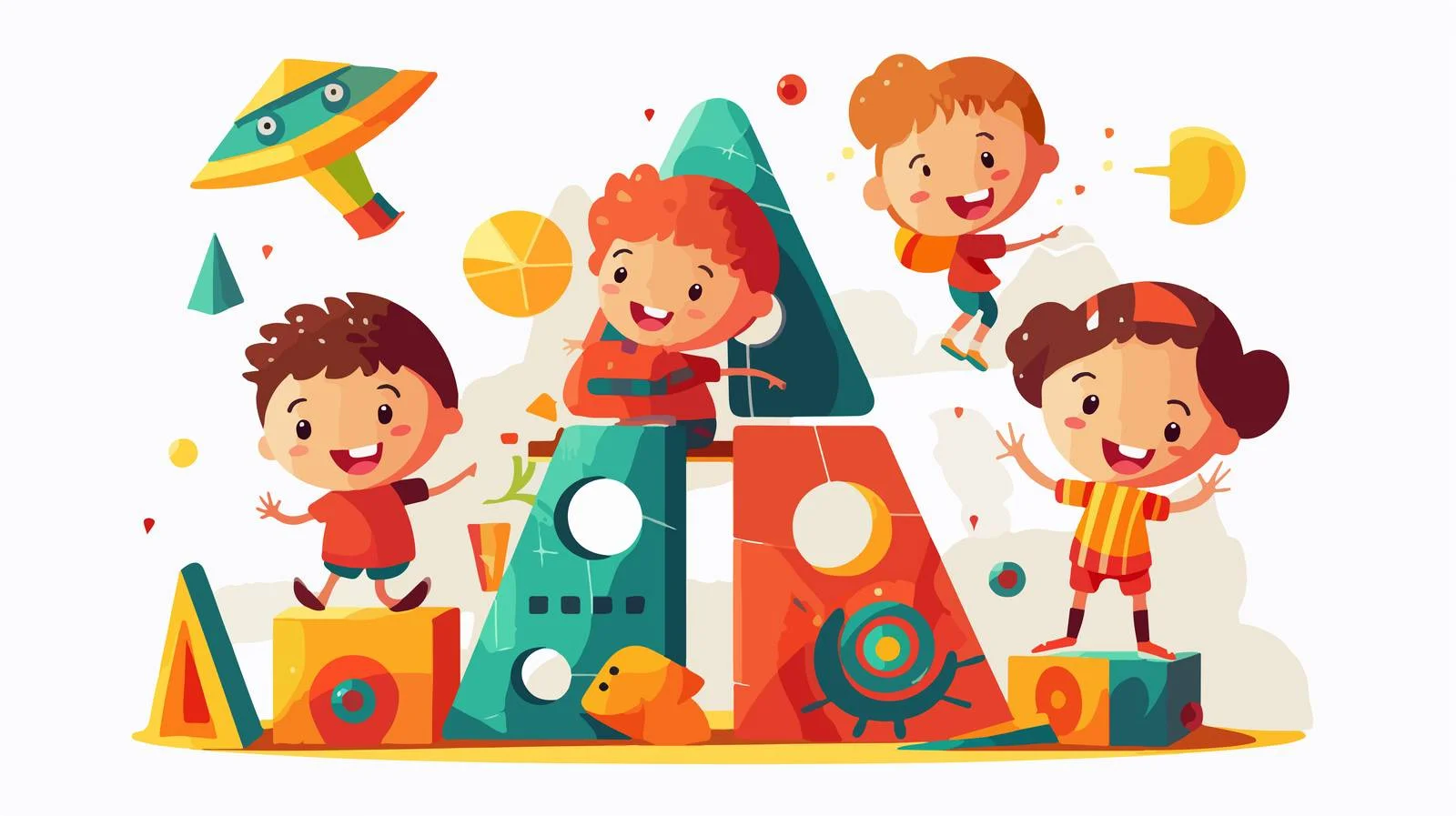 Kids Playing on Shape Illustration — free download from Dotvec