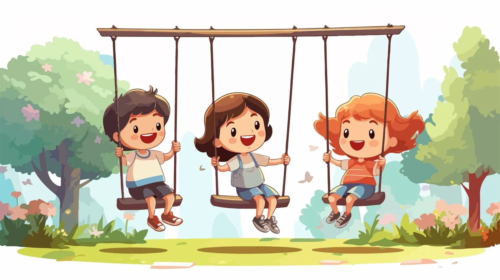 Kids Playing on Swing in Garden — free download from Dotvec