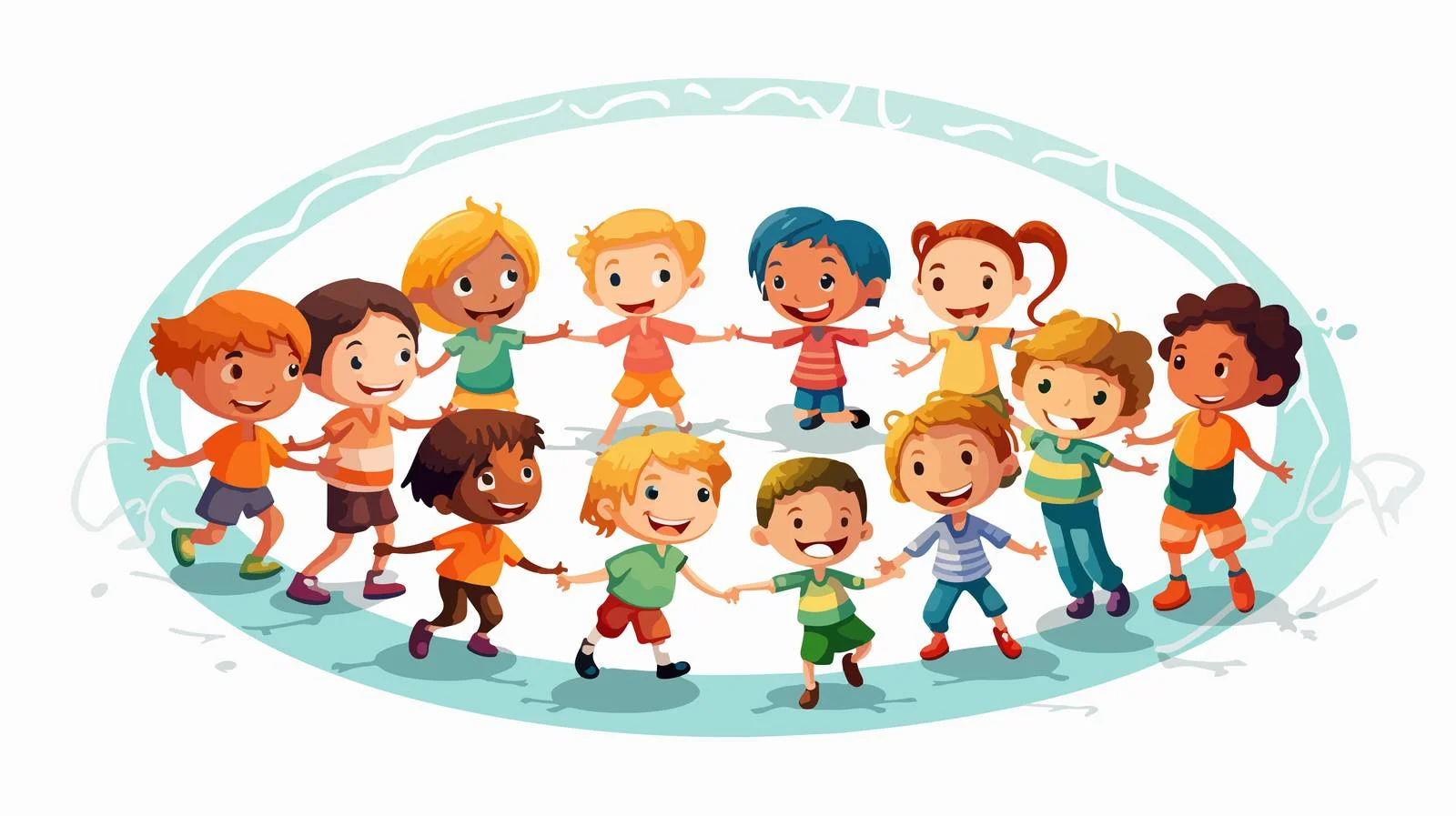 Children Forming Circle Vector Illustration — free download from Dotvec