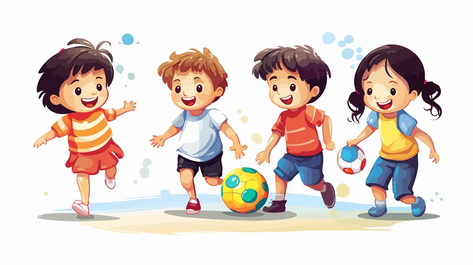 Joyful Kids Playing Together Vector Illustration — free download from Dotvec