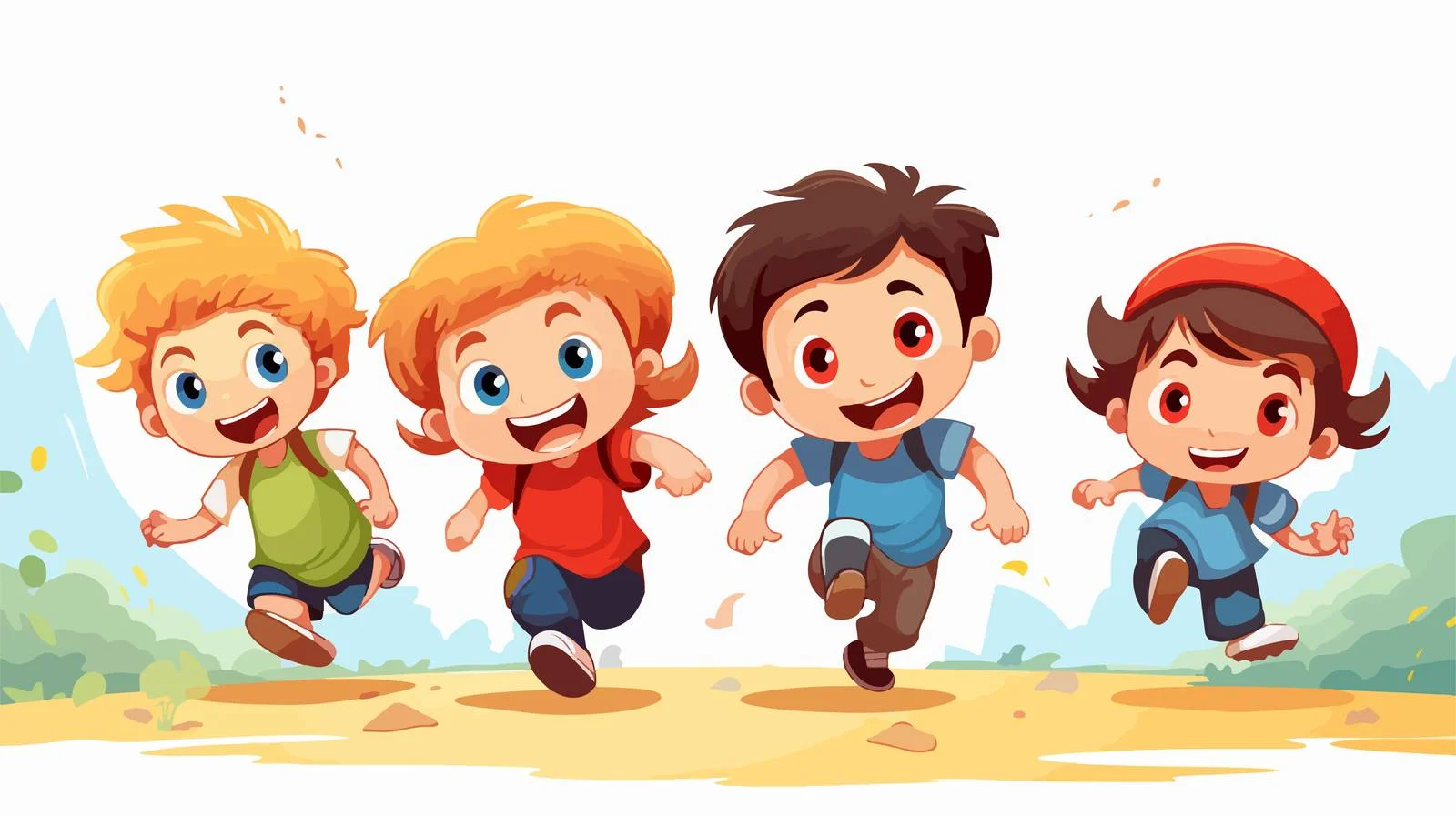 Vibrant Kids Playing Cartoon Illustration — free download from Dotvec