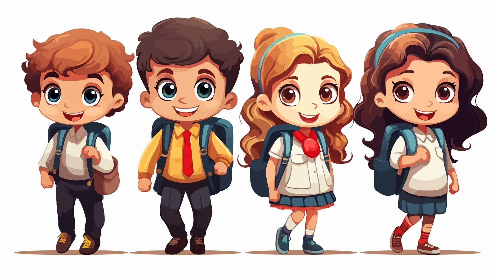 Cheerful Kids School Cartoon Illustration — free download from Dotvec