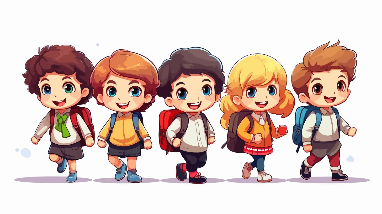 Cheerful Kids with School Supplies — free download from Dotvec