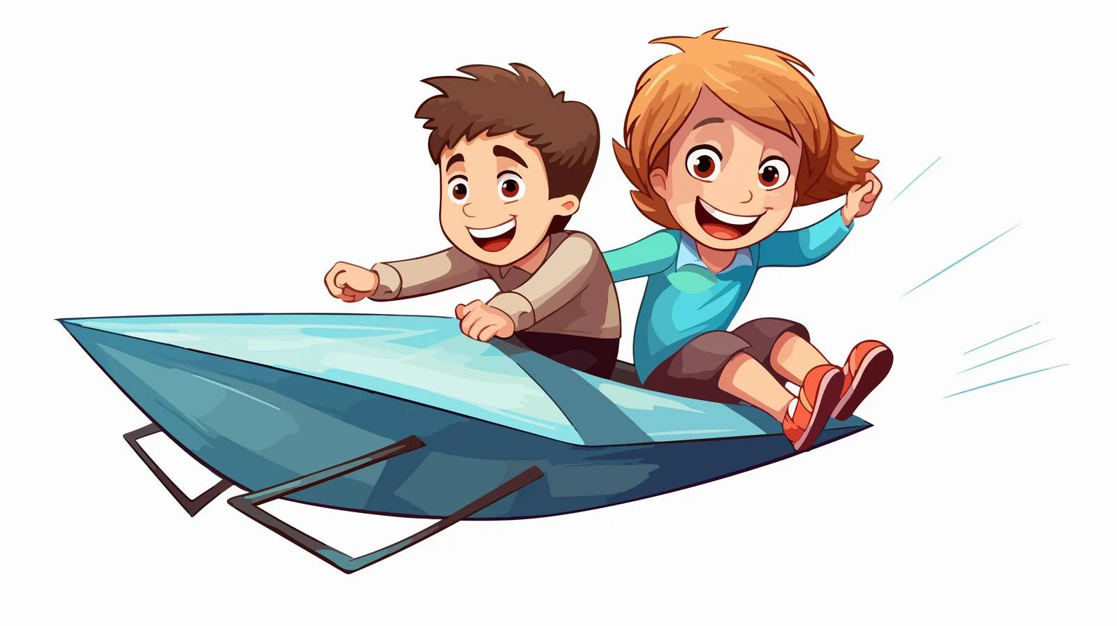 Kids Riding Paper Plane Illustration — free download from Dotvec