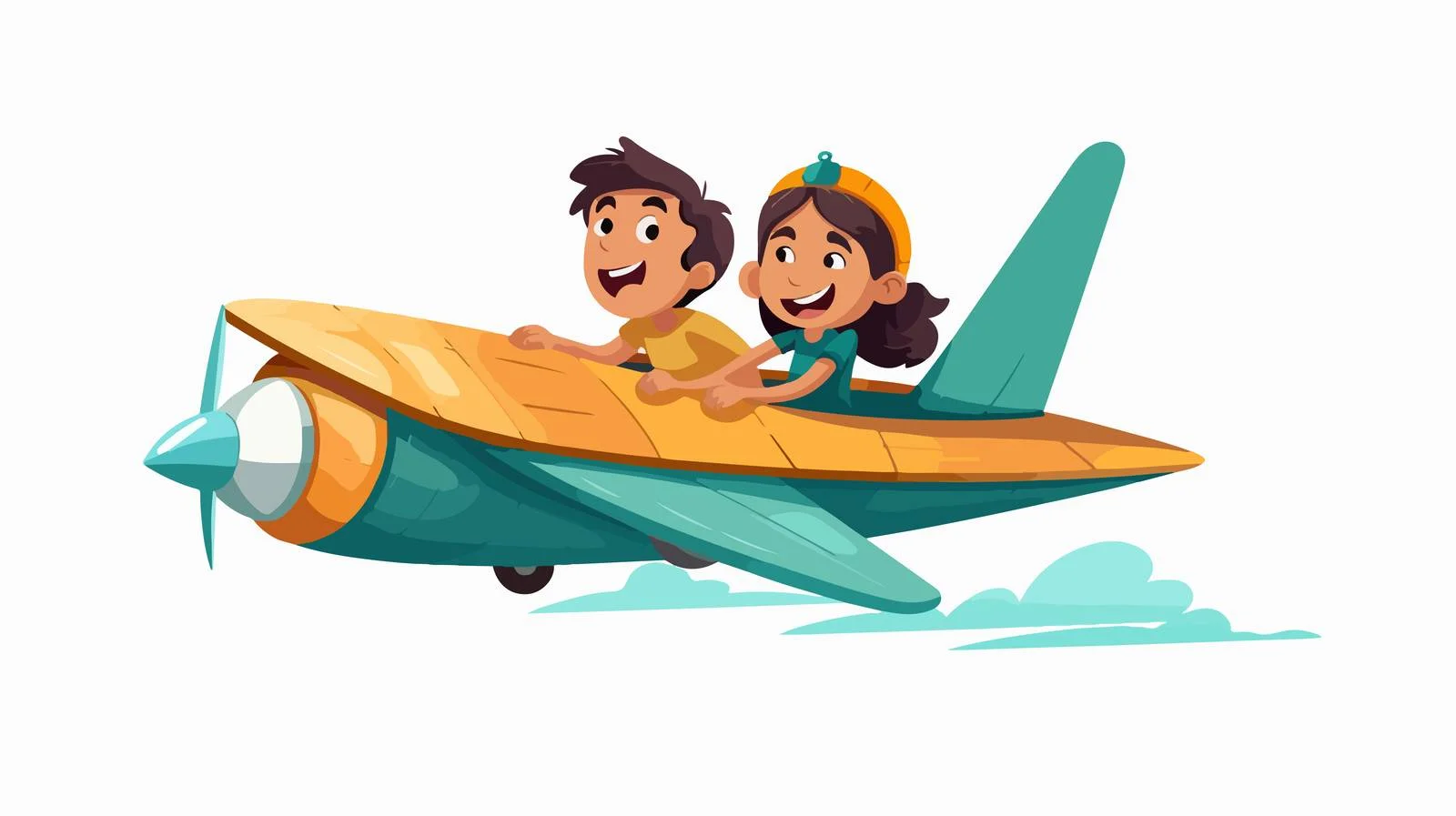 Kids on Paper Plane Cartoon Illustration — free download from Dotvec