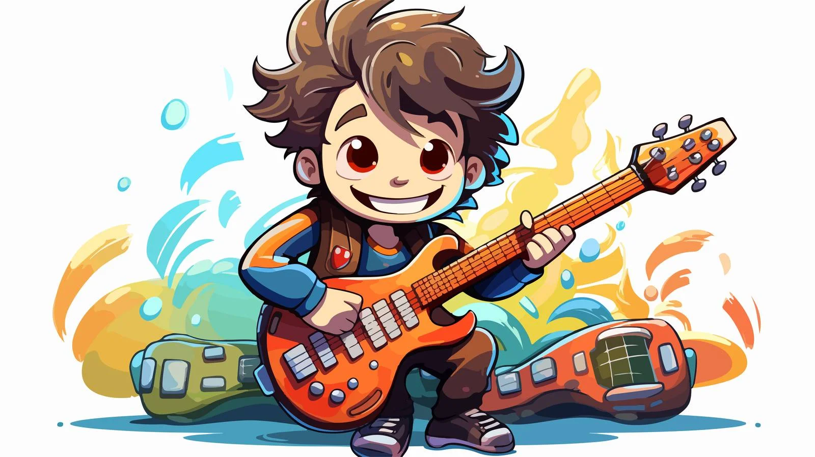 Music Teacher with Kids Guitar Cartoon — free download from Dotvec