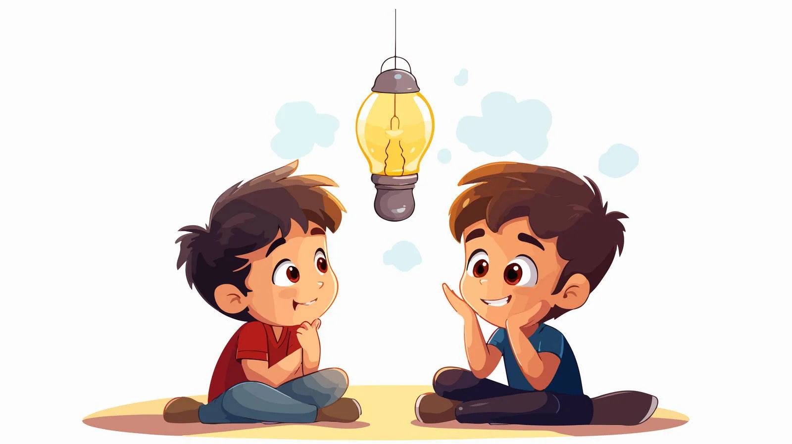 Creative Kids Thinking Cartoon Illustration — free download from Dotvec