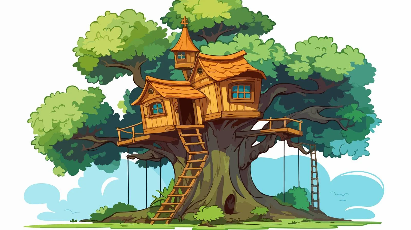 Enchanting Tree House Illustration — free download from Dotvec