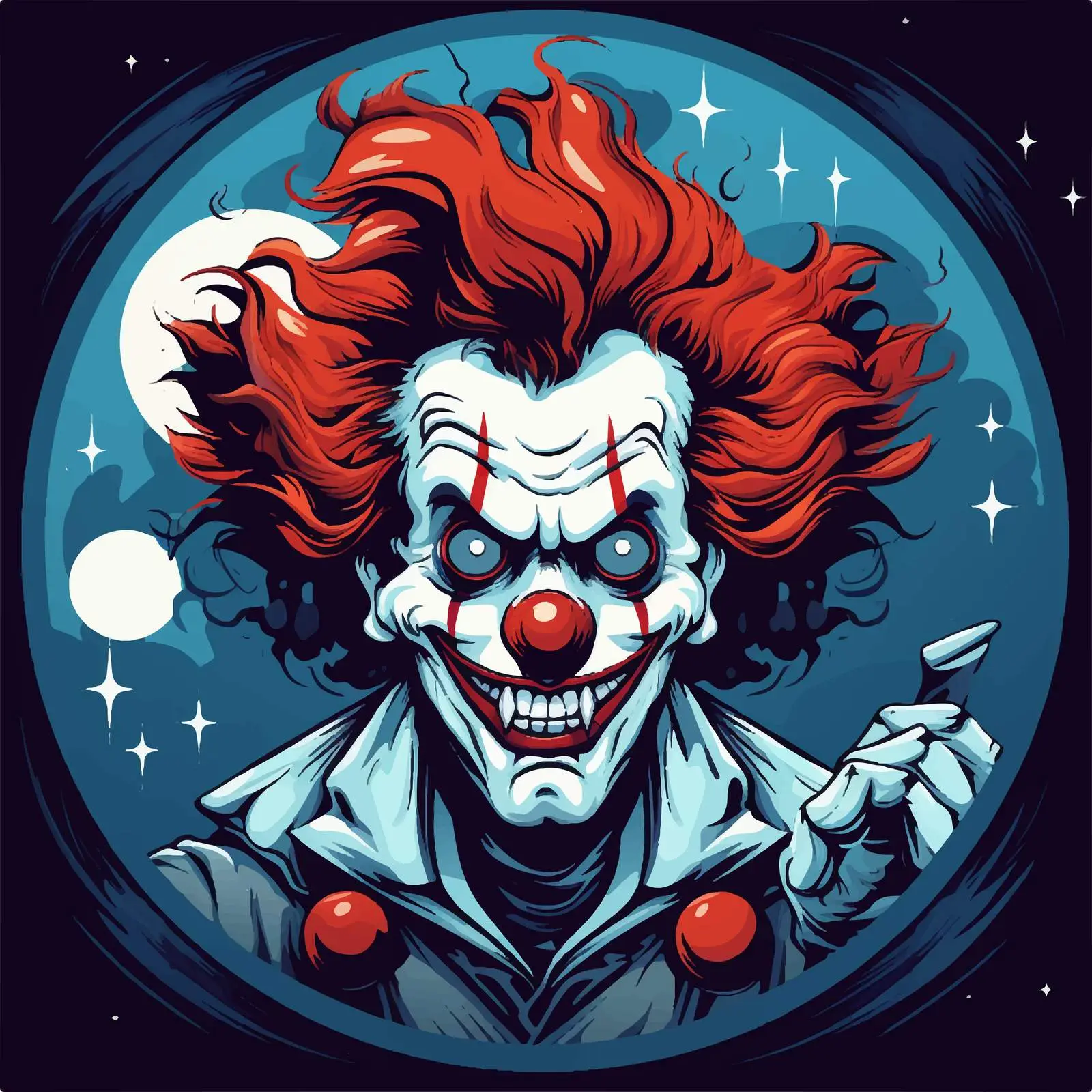 Killer Clown Vector Illustration with Full Moon – free full moon image from Dotvec