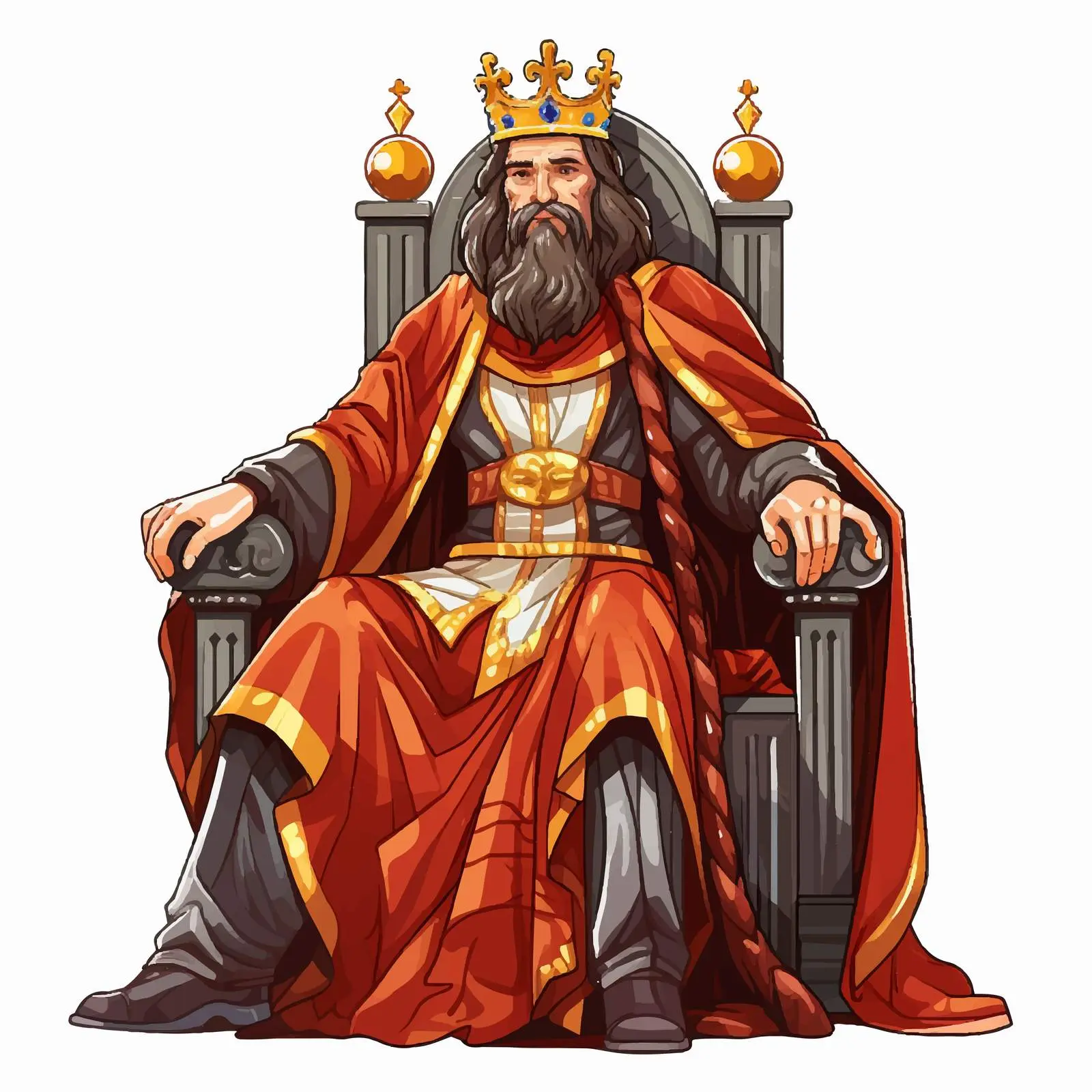 King Sitting on Throne Cartoon Illustration — free download from Dotvec
