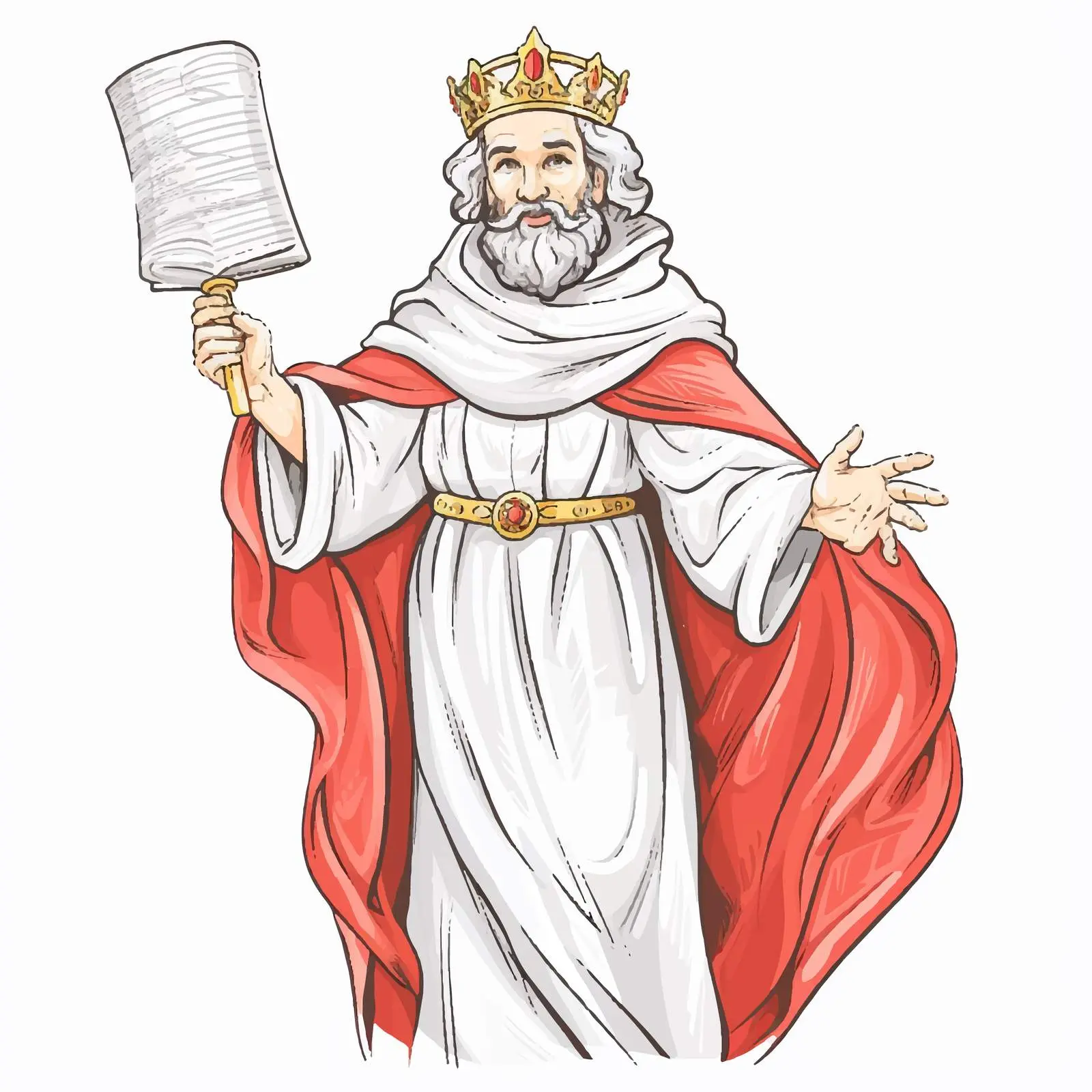 King with Scarf and Scrolls Icon Sketch — free download from Dotvec