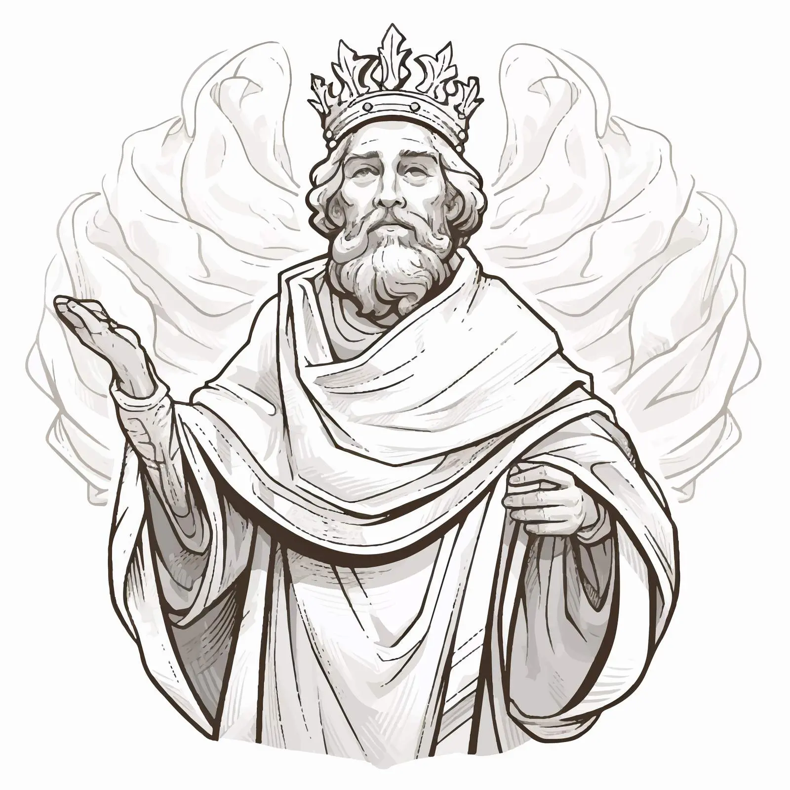King with Scarf and Scrolls Icon Sketch — free download from Dotvec