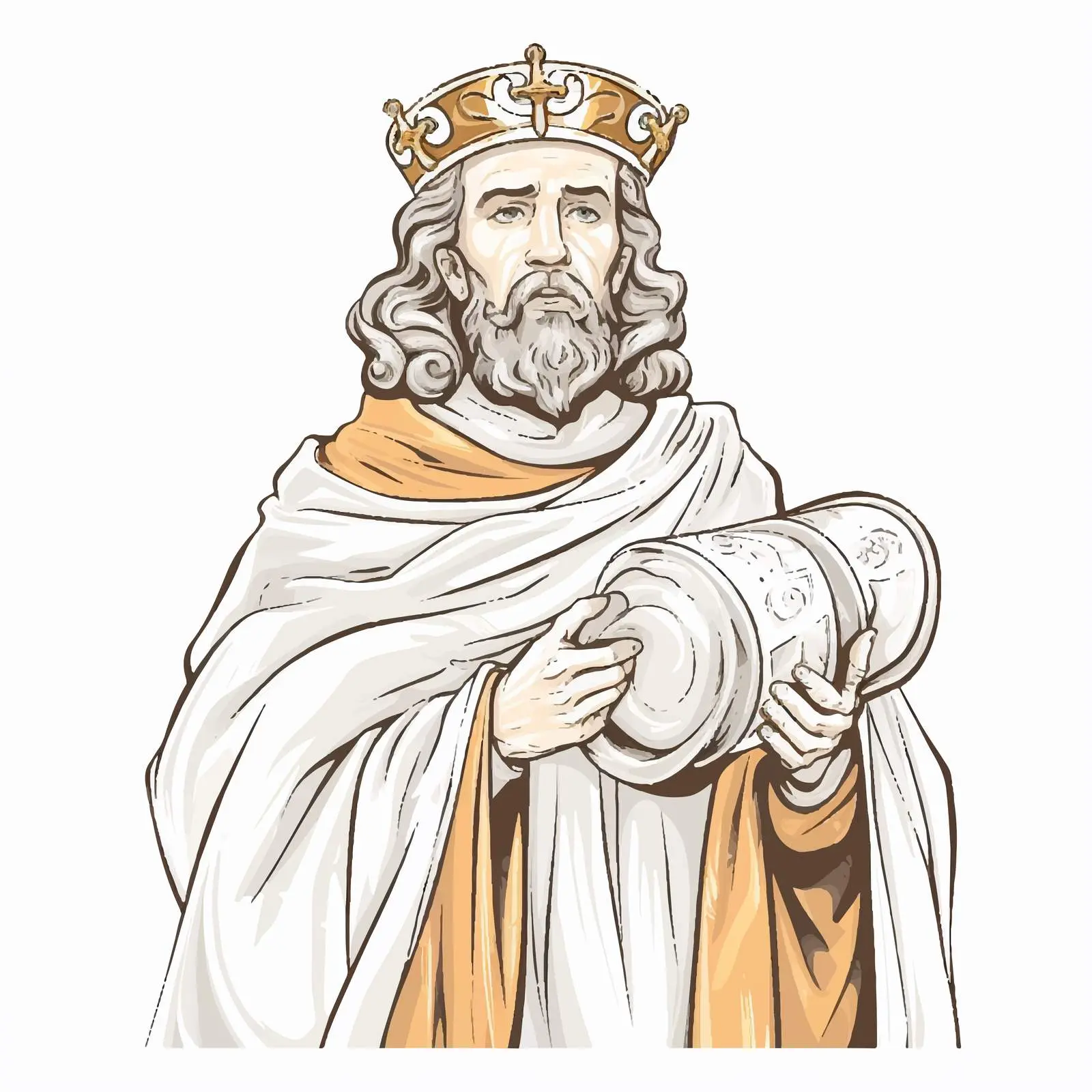 King with Scarf and 12 Scrolls Icon Sketch — free download from Dotvec