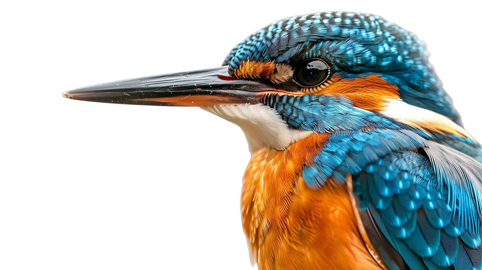Vibrant Kingfisher Close-Up on White Background — free download from Dotvec