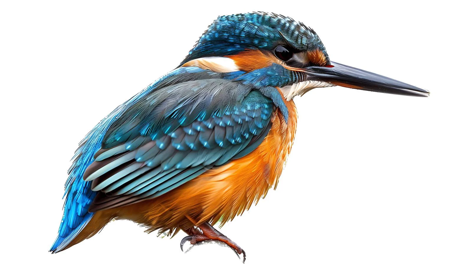 Vibrant Kingfisher Close-Up on White Background — free download from Dotvec