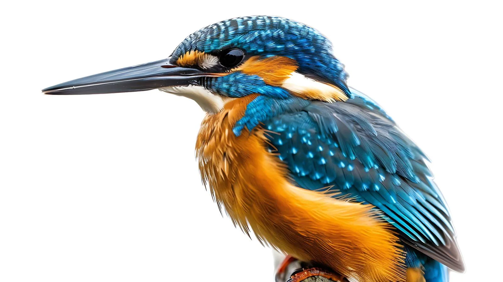 Vibrant Kingfisher Close-Up on White Background — free download from Dotvec