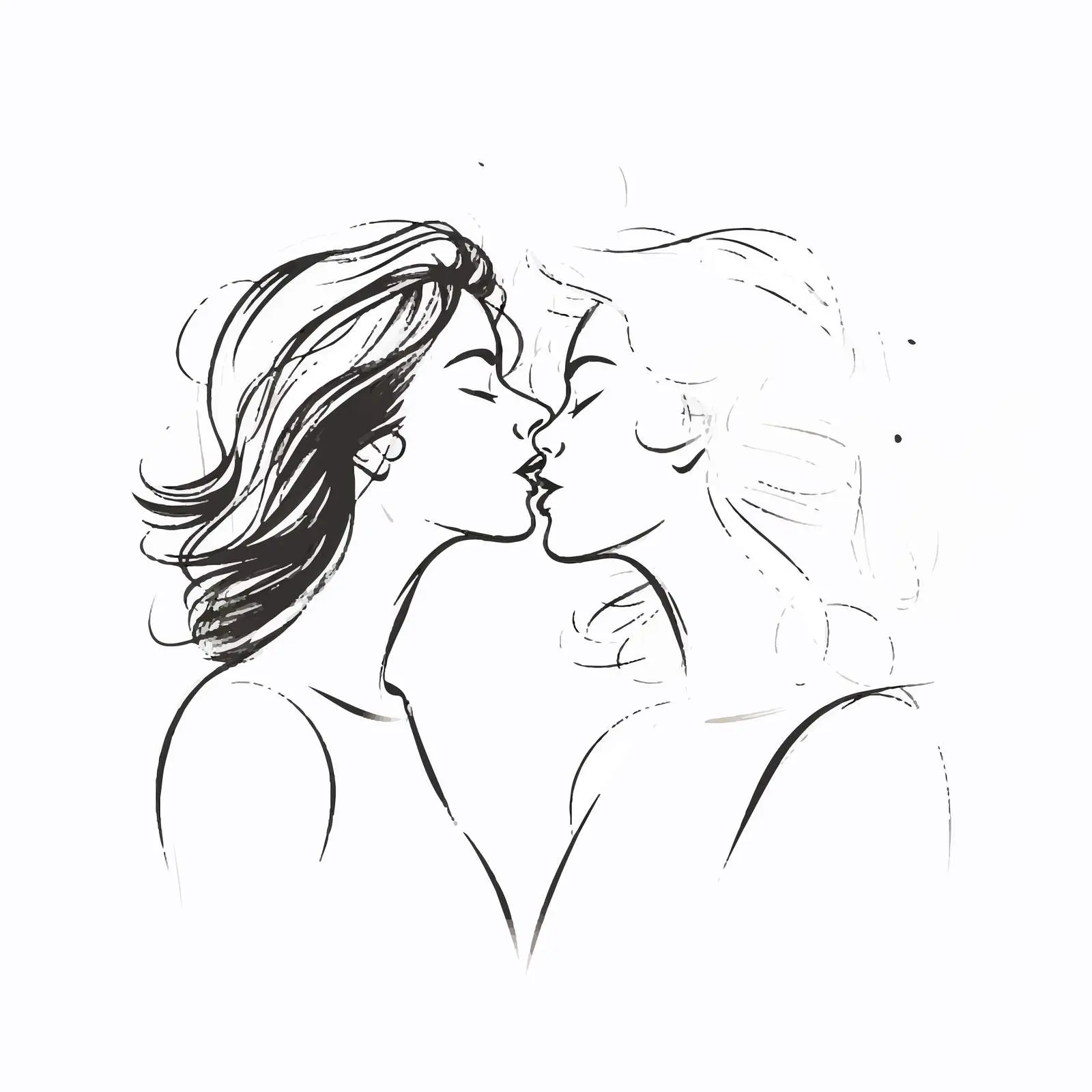 One Line Drawing of Loving Couple – free love icon image from Dotvec