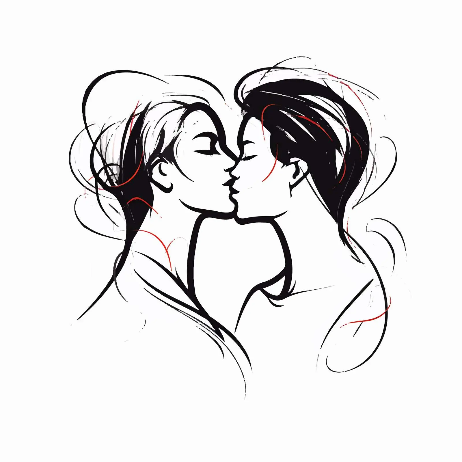 One Line Drawing of Lovers in Love — free download from Dotvec