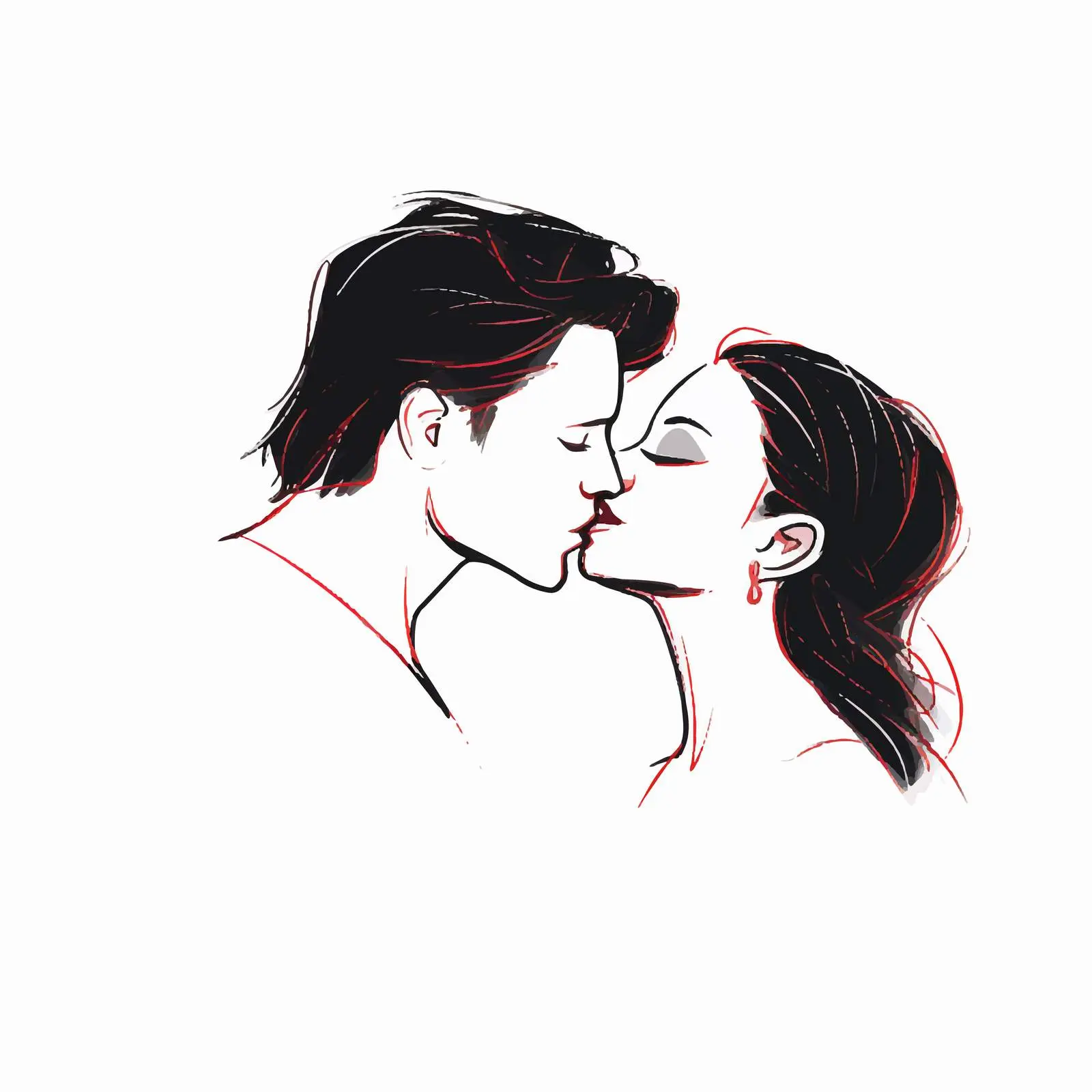 Couple in Love One-Line Drawing Vector – free couples art image from Dotvec