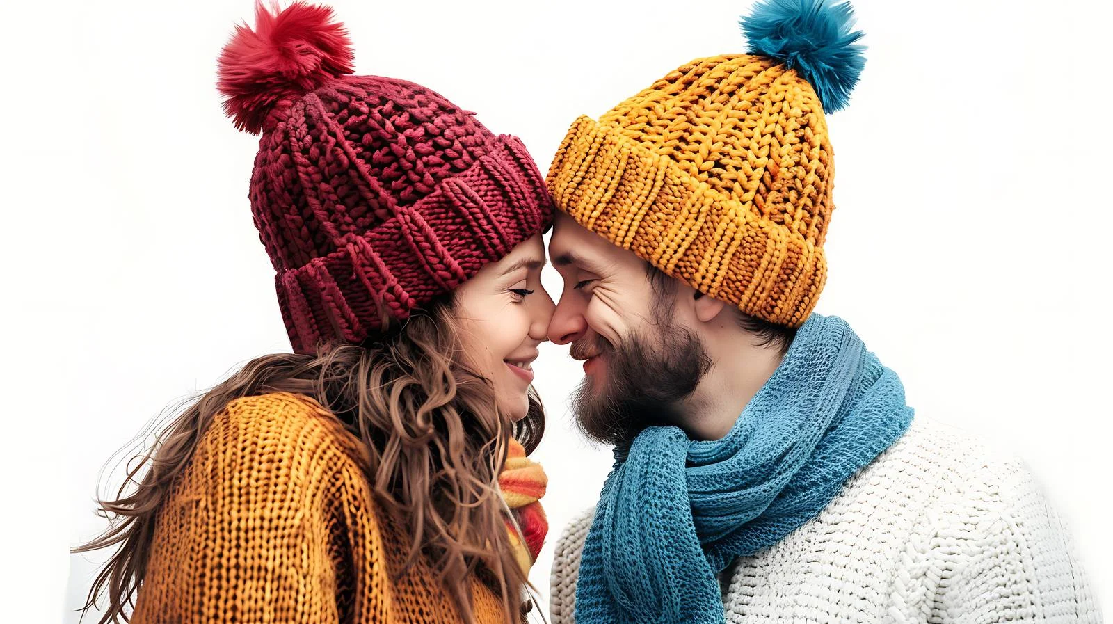 Romantic Kiss with Winter Hats — free download from Dotvec