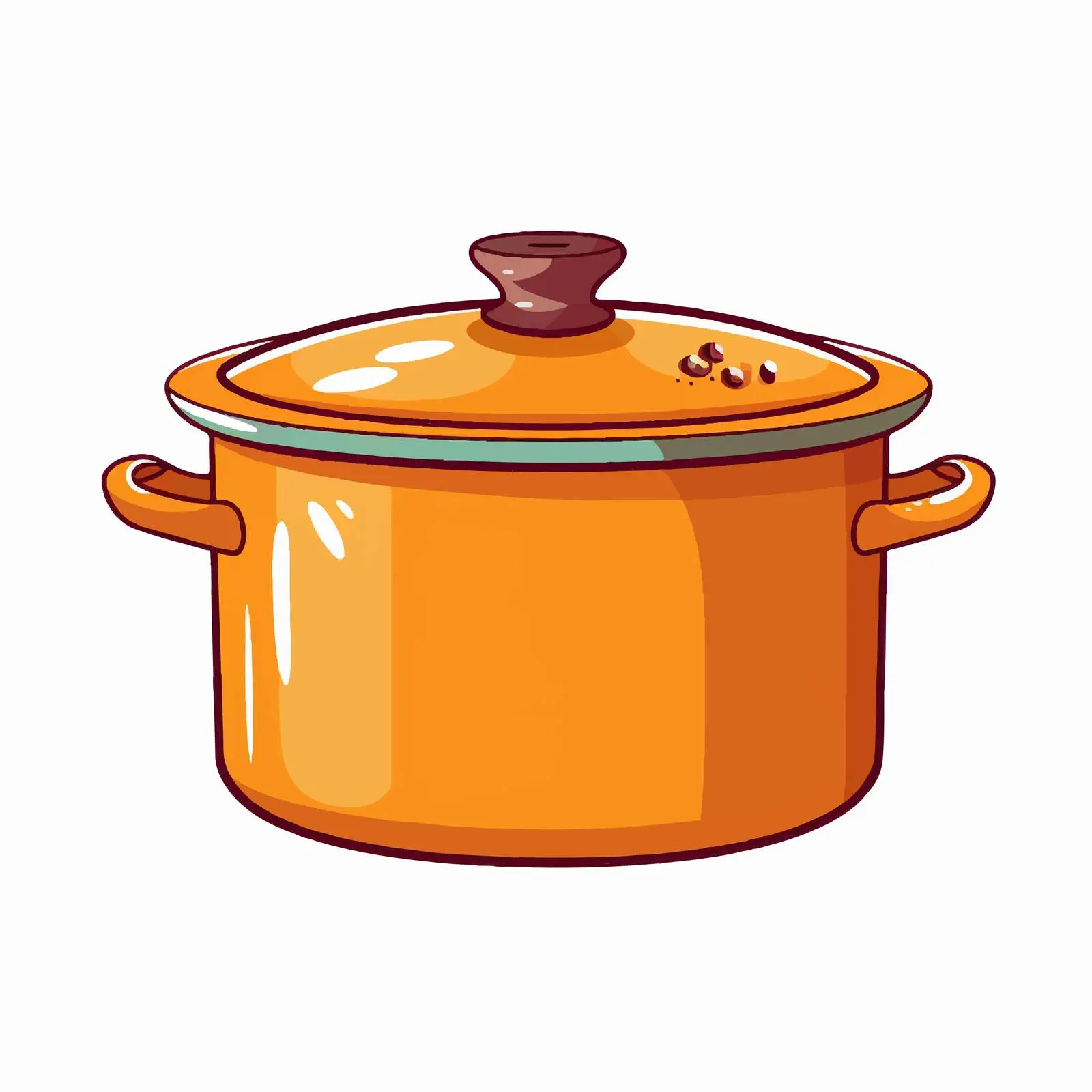 Cartoon Kitchen Pot Cooking in Oven – free culinary tool image from Dotvec