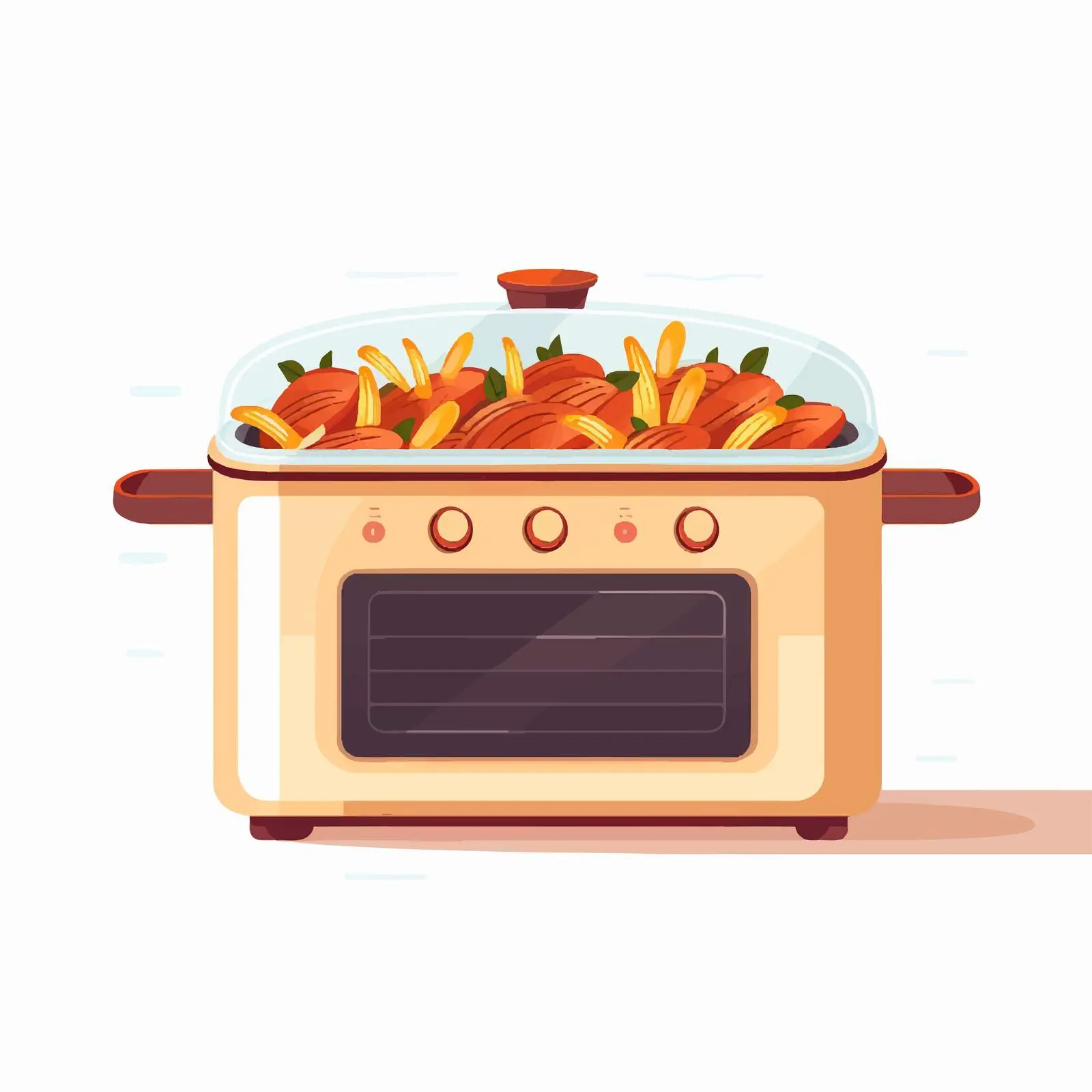Cartoon Kitchen Pot Cooking in Oven Illustration – free kitchen essentials image from Dotvec