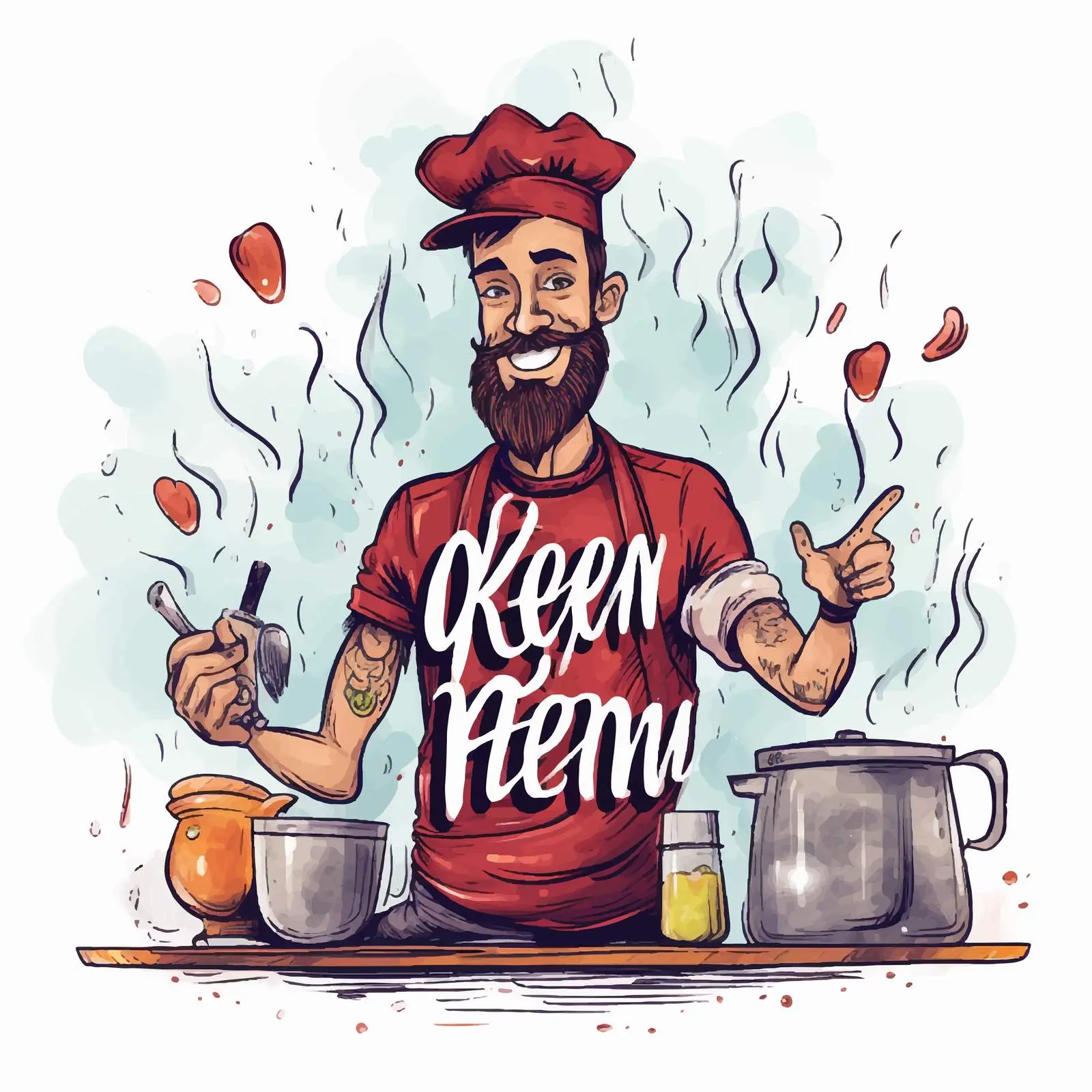 Kitchen Queen Hand Lettering Watercolor Vector — free download from Dotvec