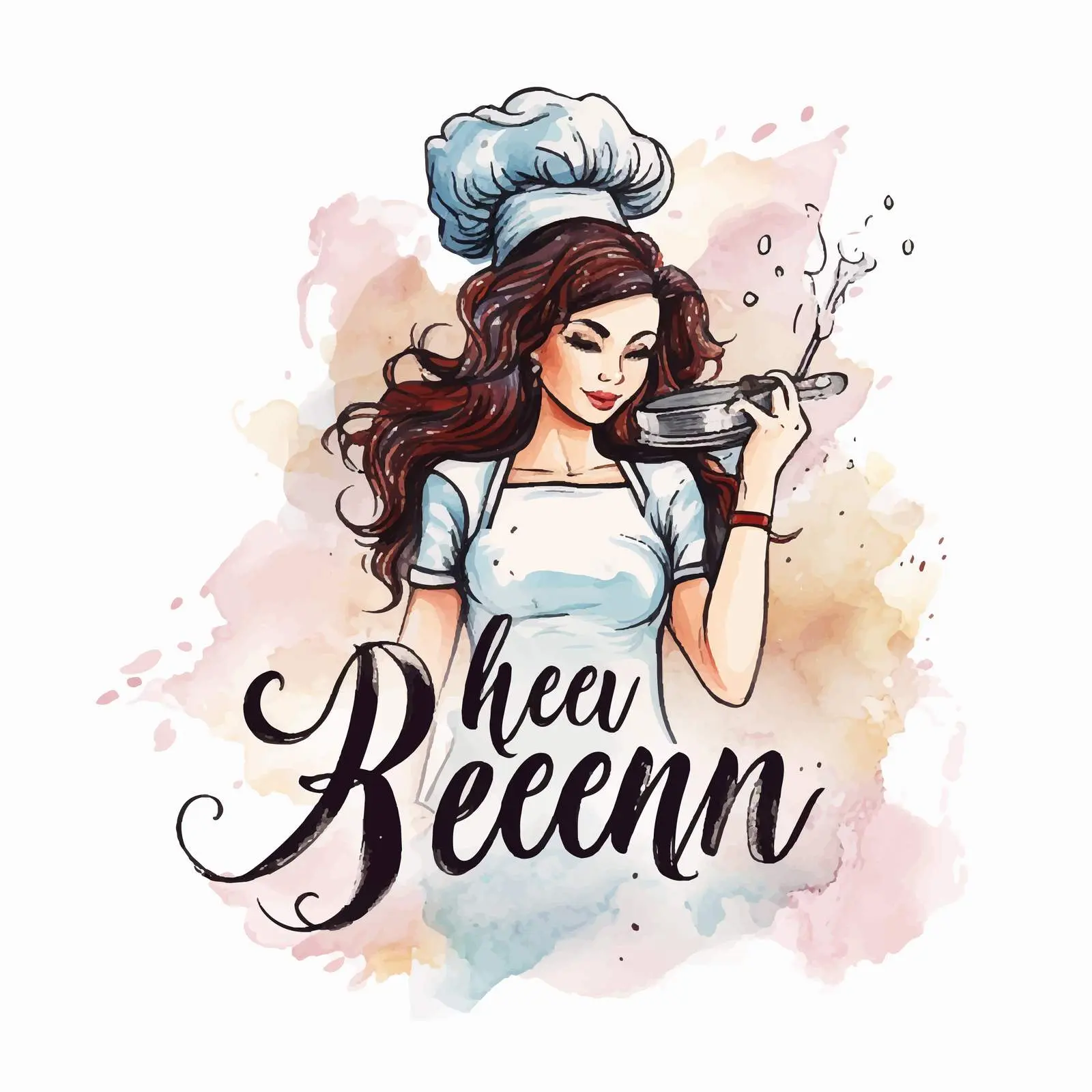 Kitchen Queen Hand Lettering on Watercolor — free download from Dotvec