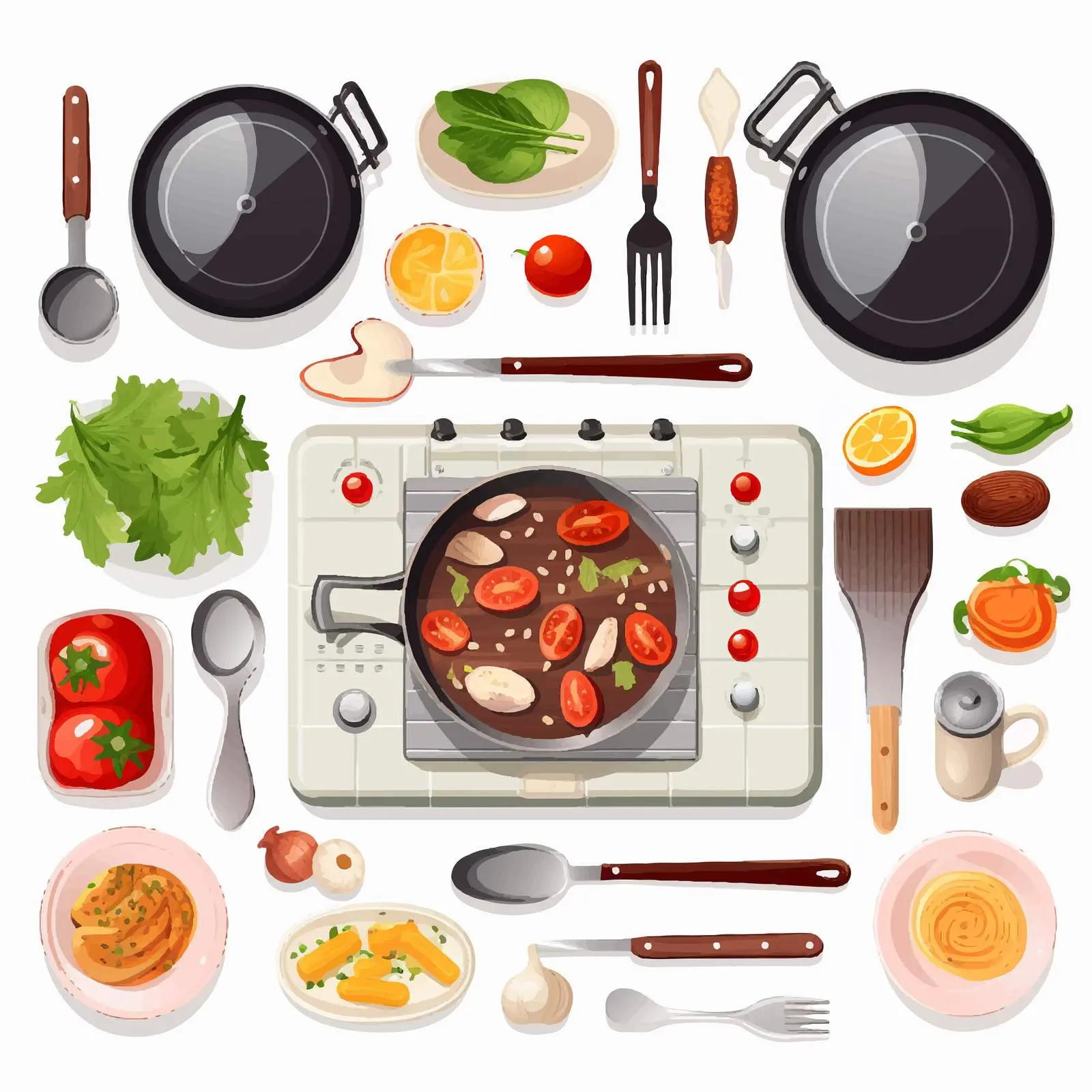 Kitchen Set Vector Illustration on White Background — free download from Dotvec