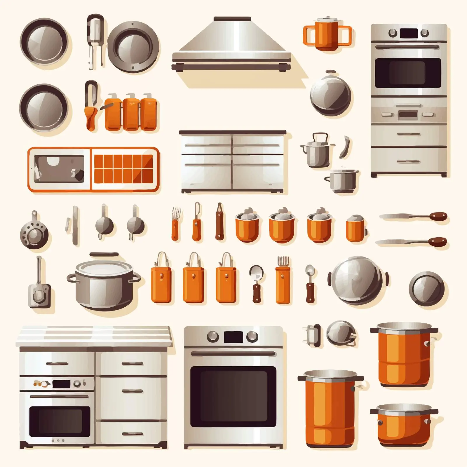 Kitchen Set Vector Illustration on White Background — free download from Dotvec