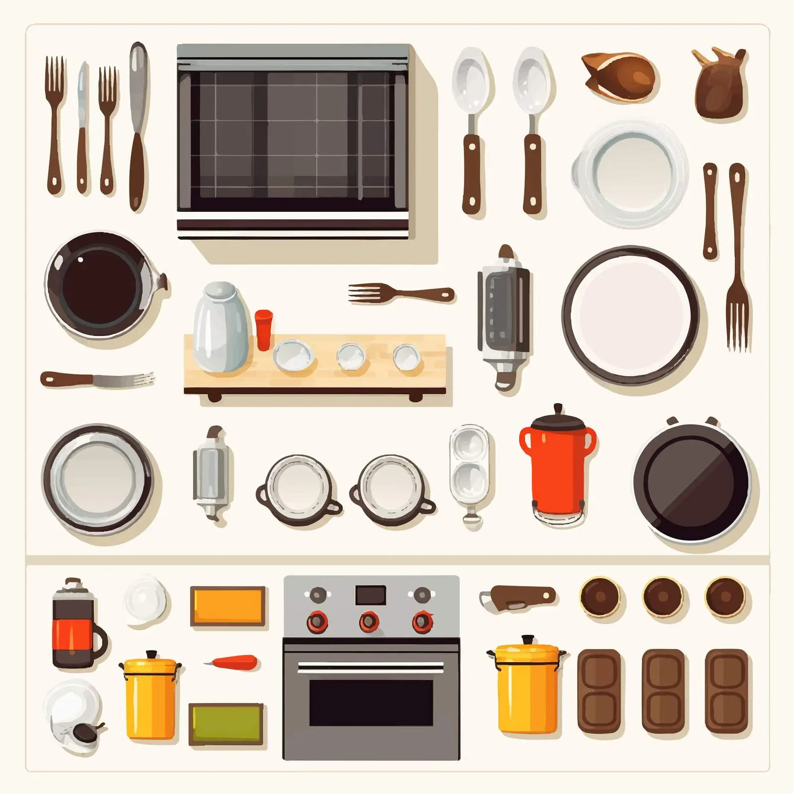 Kitchen Set Vector Illustration on White Background — free download from Dotvec
