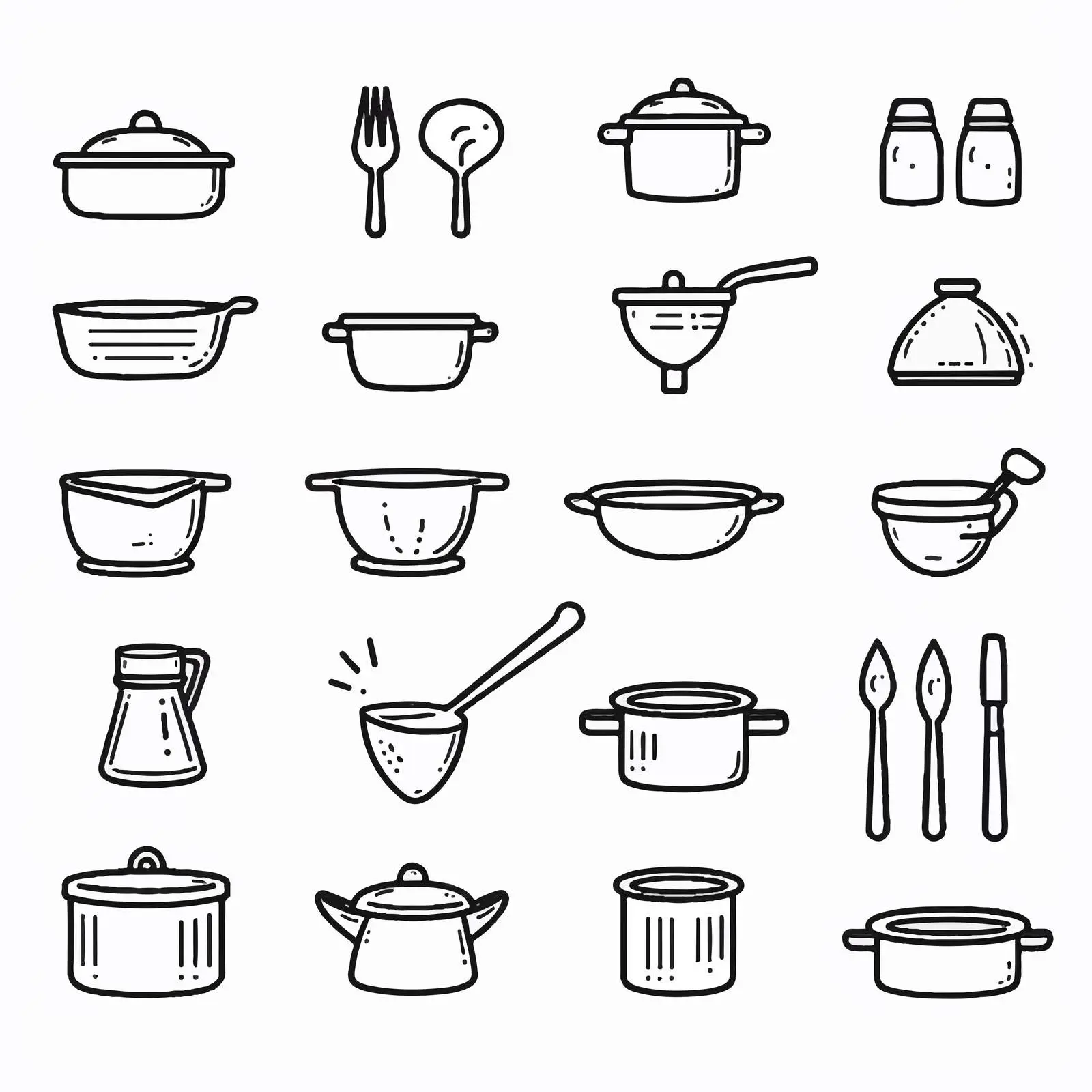 Linear Vector Kitchenware Utensils Icons Set – free simple icons image from Dotvec