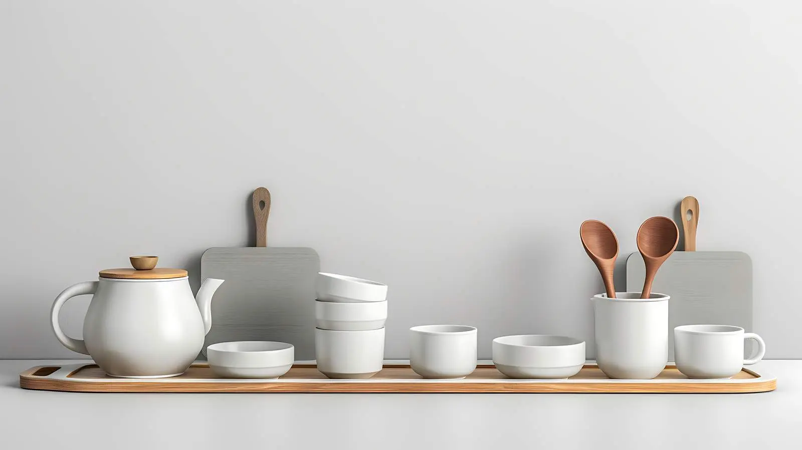 Ceramic Kitchenware Utensils on White Shelf – free kitchenware image from Dotvec