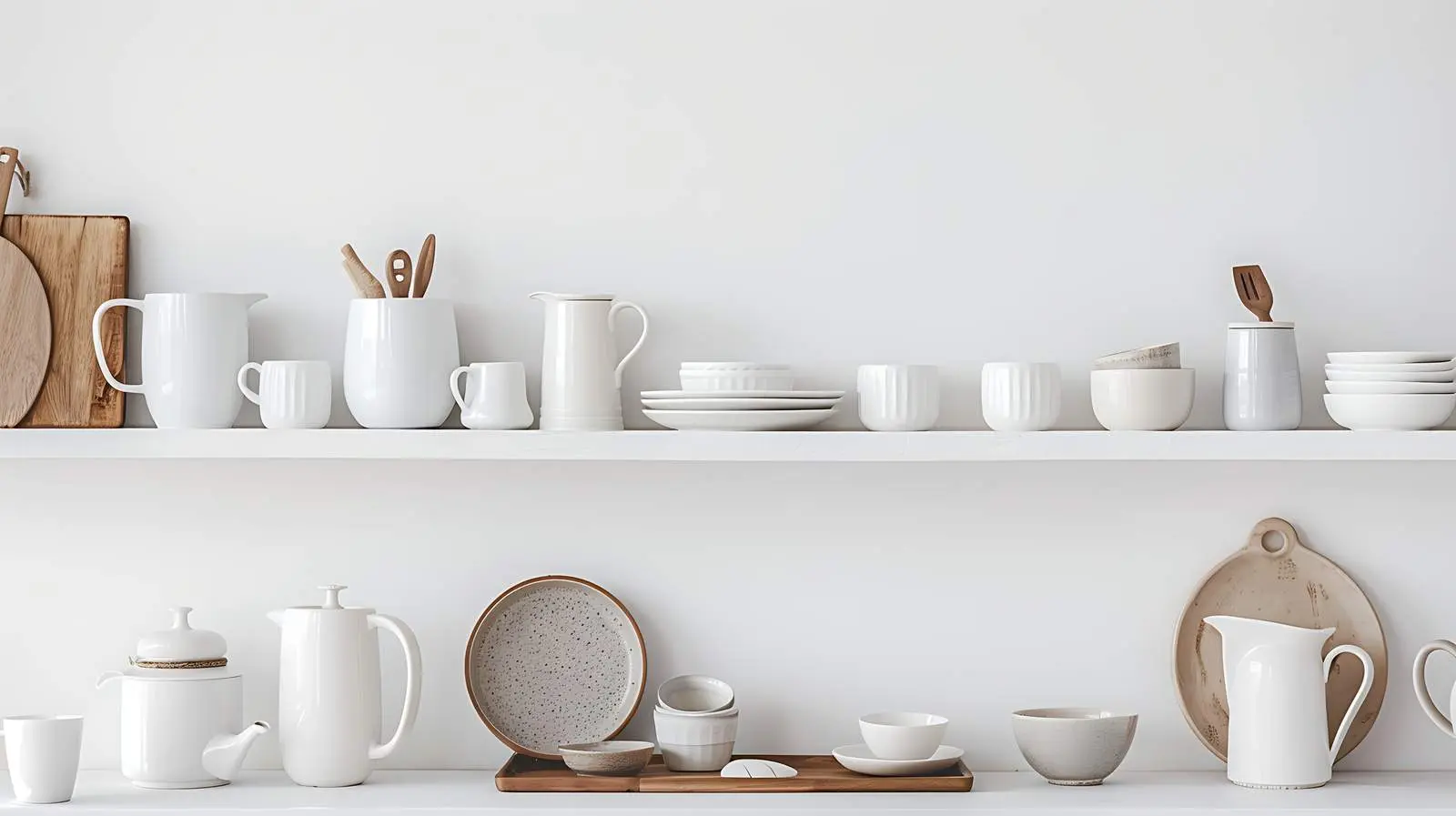 Ceramic Kitchenware Utensils on White Shelf — free download from Dotvec