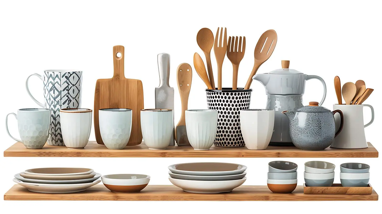 Ceramic Kitchen Utensils on Shelf — free download from Dotvec