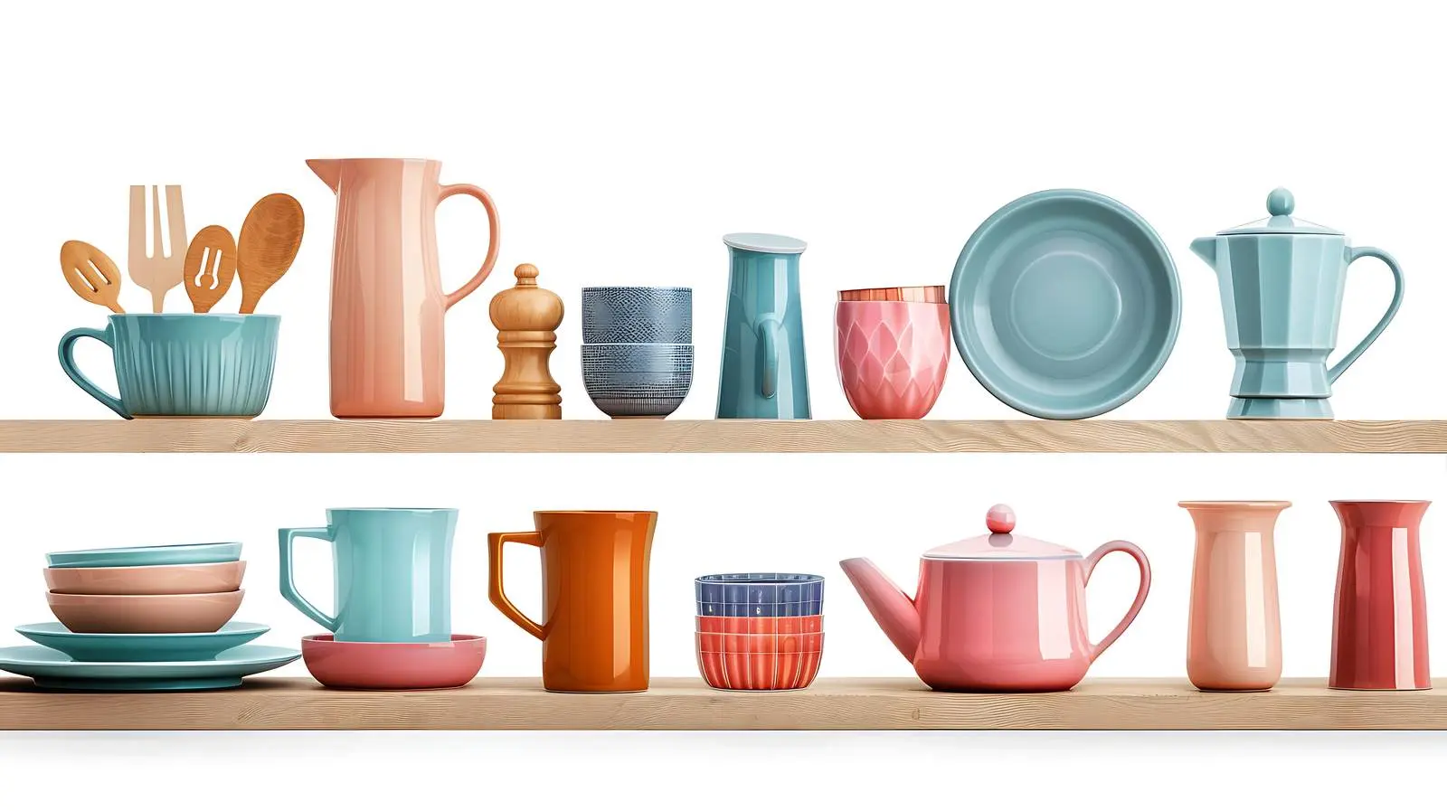 Ceramic Kitchenware Utensils on White Background – free culinary tool image from Dotvec