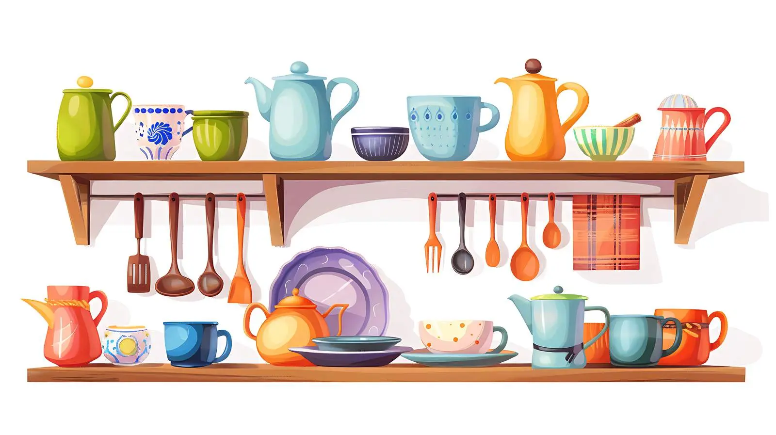 Ceramic Kitchenware Utensils on White Shelf — free download from Dotvec