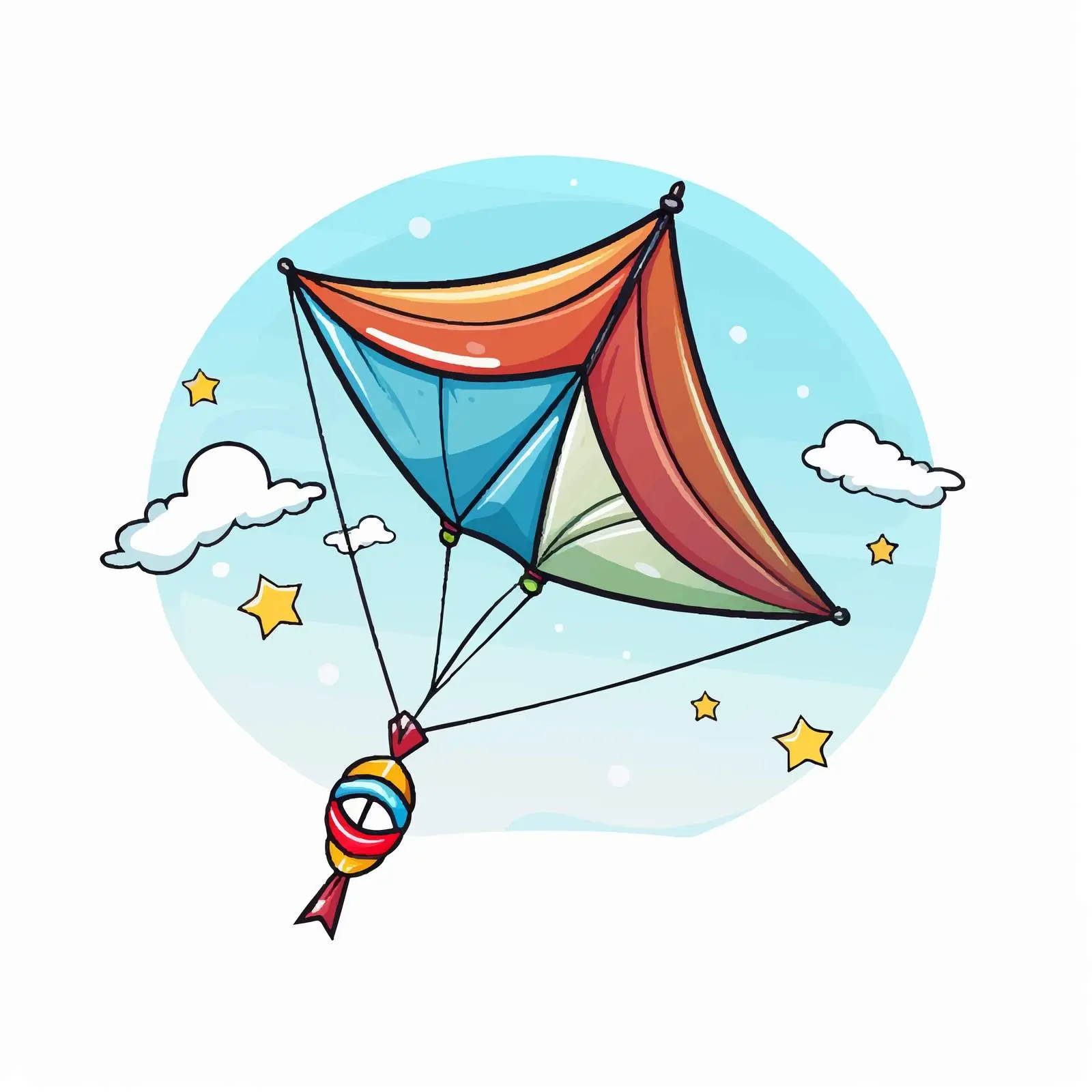 Colorful Cartoon Kite Line Vector Illustration — free download from Dotvec