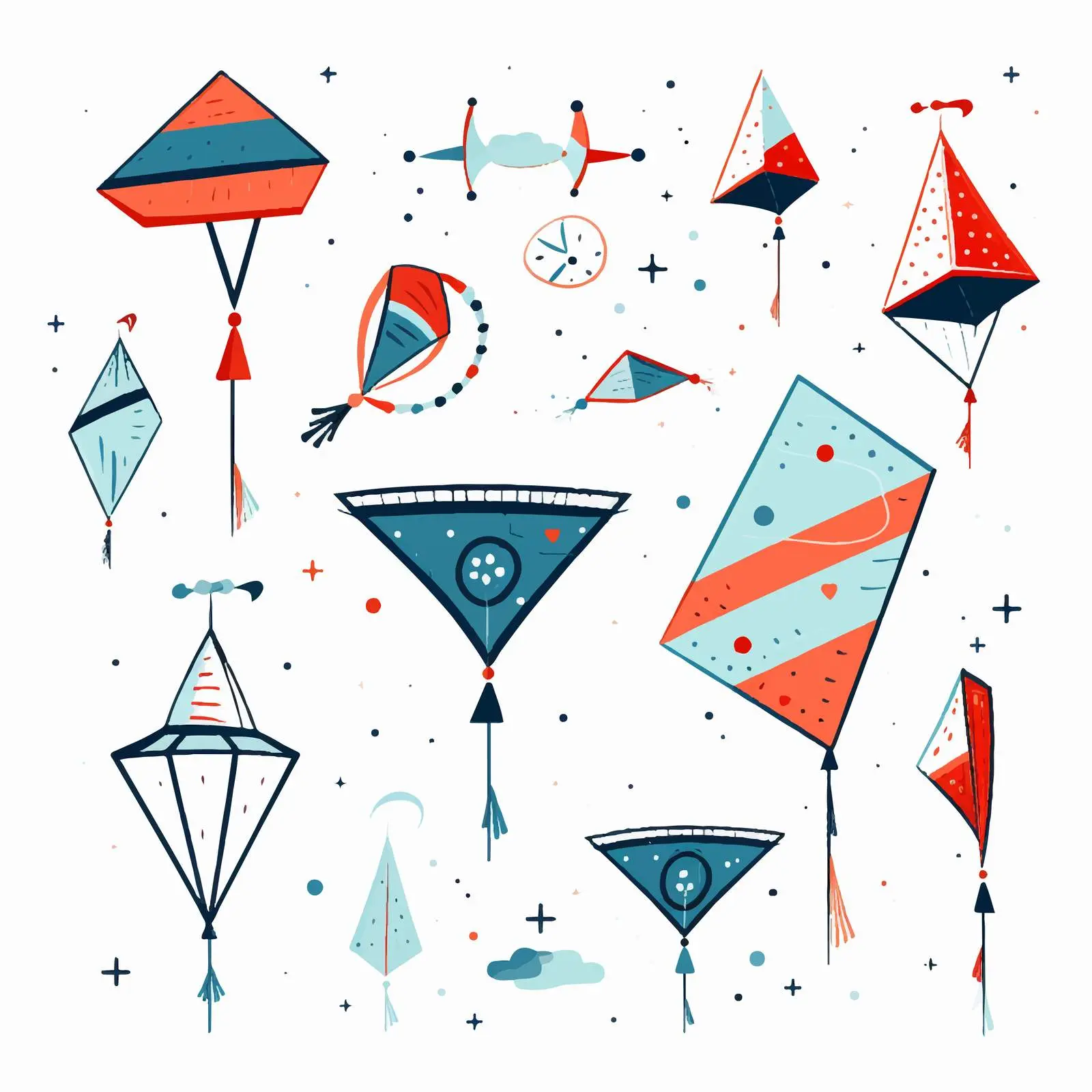 Colorful Cartoon Kite Line Vector Illustration — free download from Dotvec