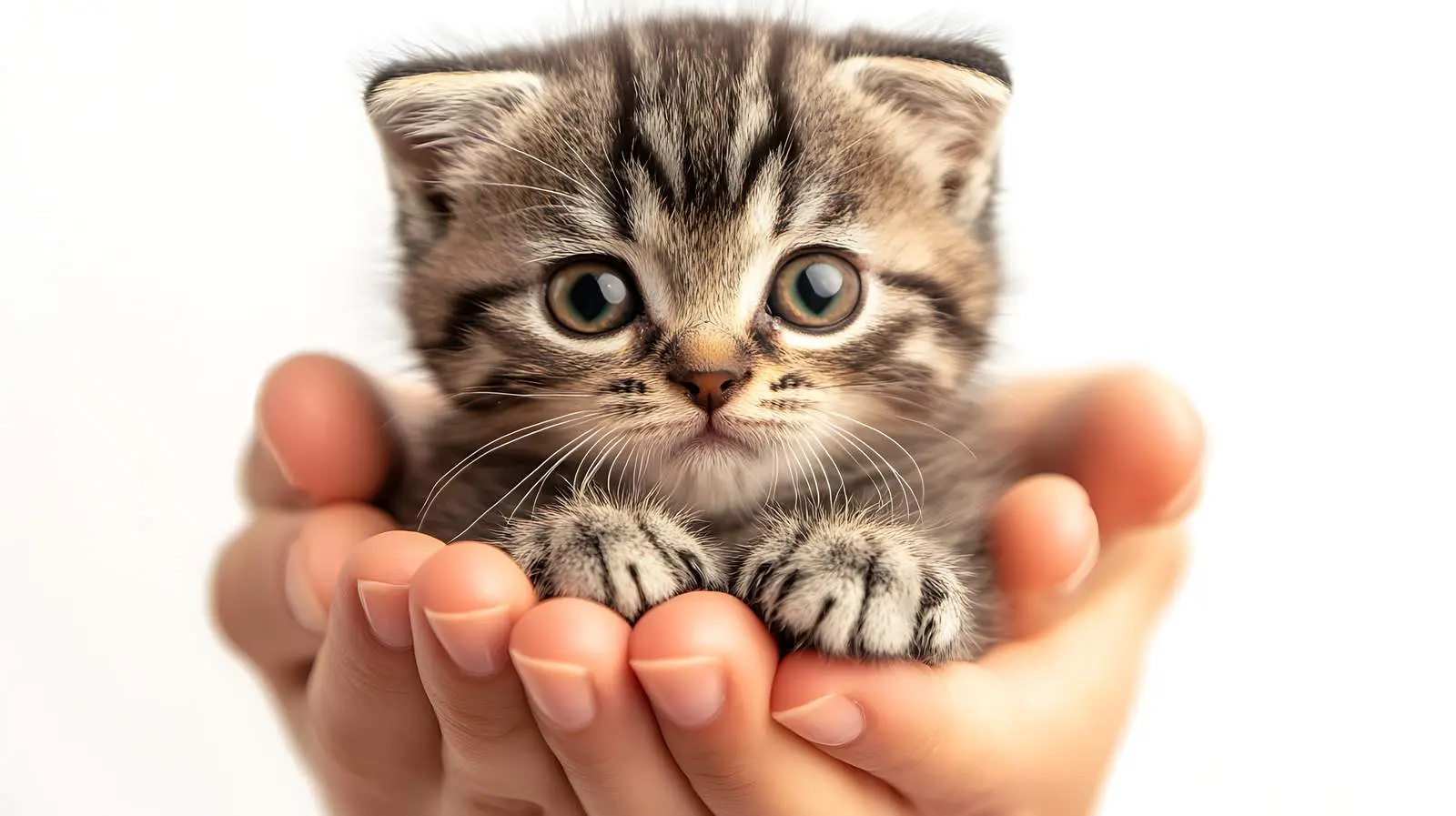 Scottish Straight Kitten in Female Hands – free young cat image from Dotvec