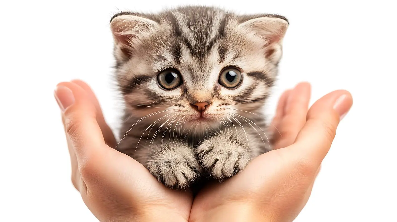 Scottish Straight Kitten in Hands on White Background — free download from Dotvec