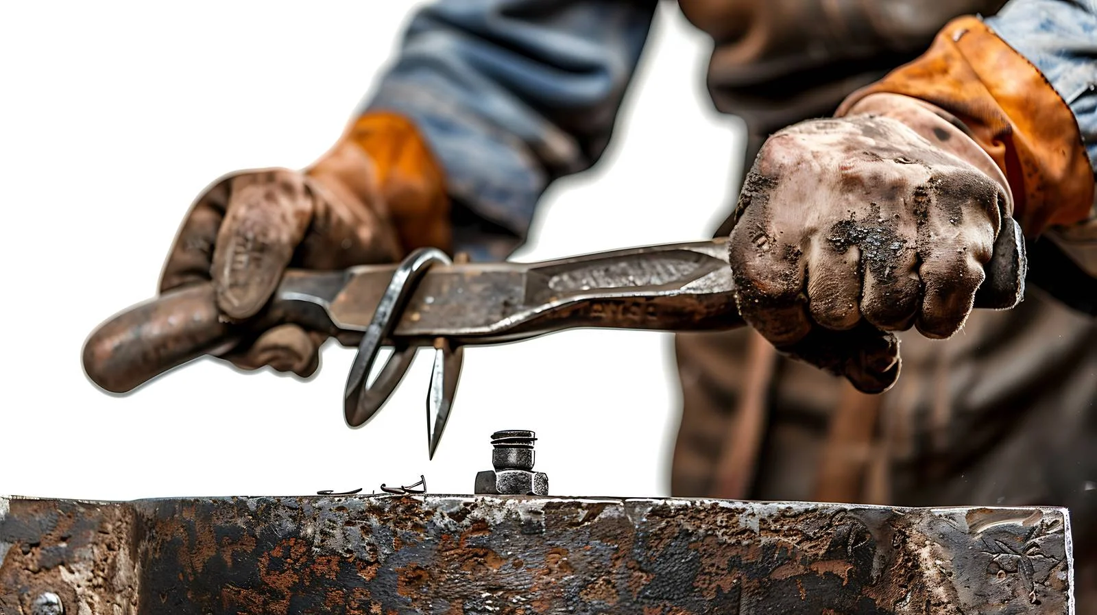 Craftsman forging knife on anvil – free metalwork image from Dotvec