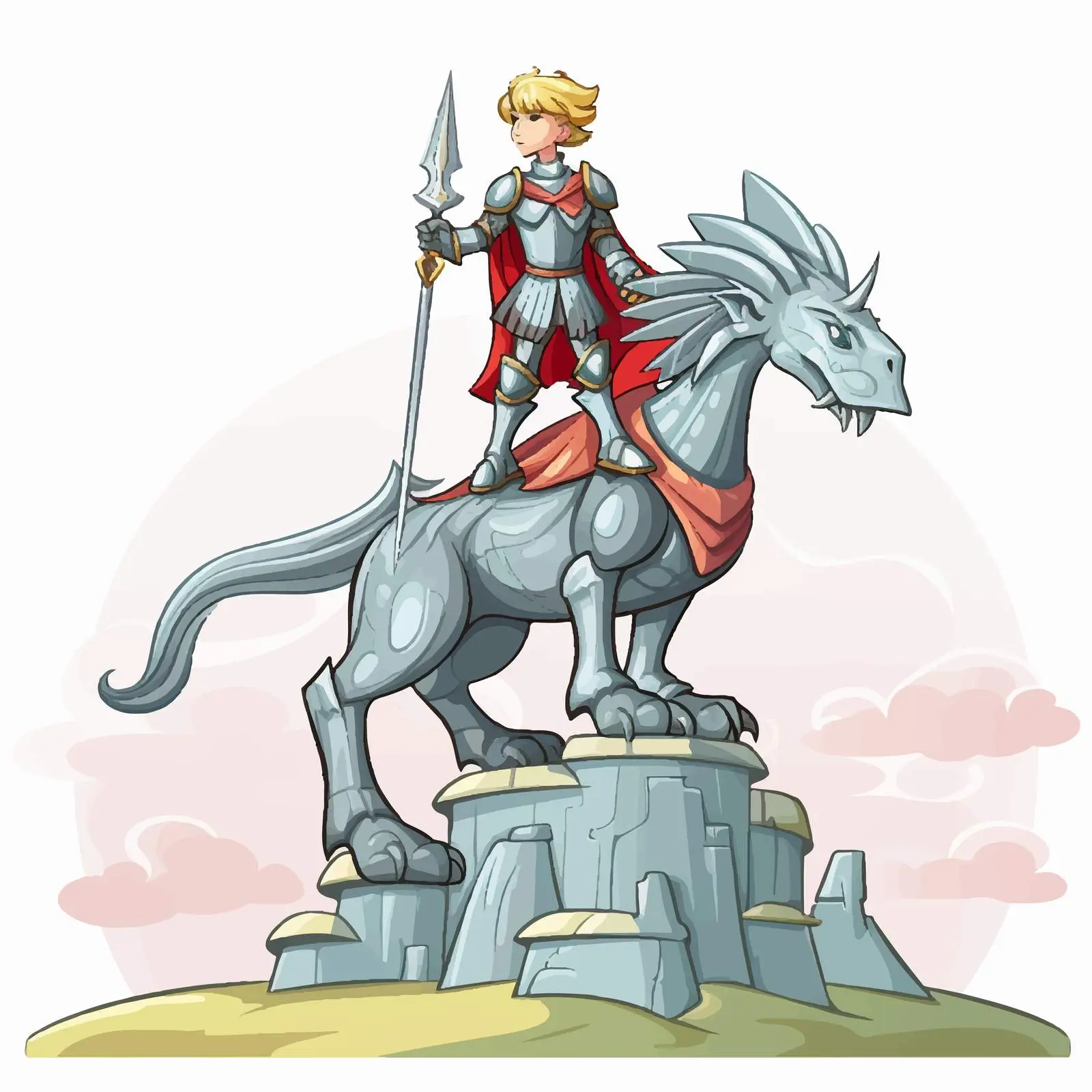 Knight Riding Dragon Vector Illustration — free download from Dotvec